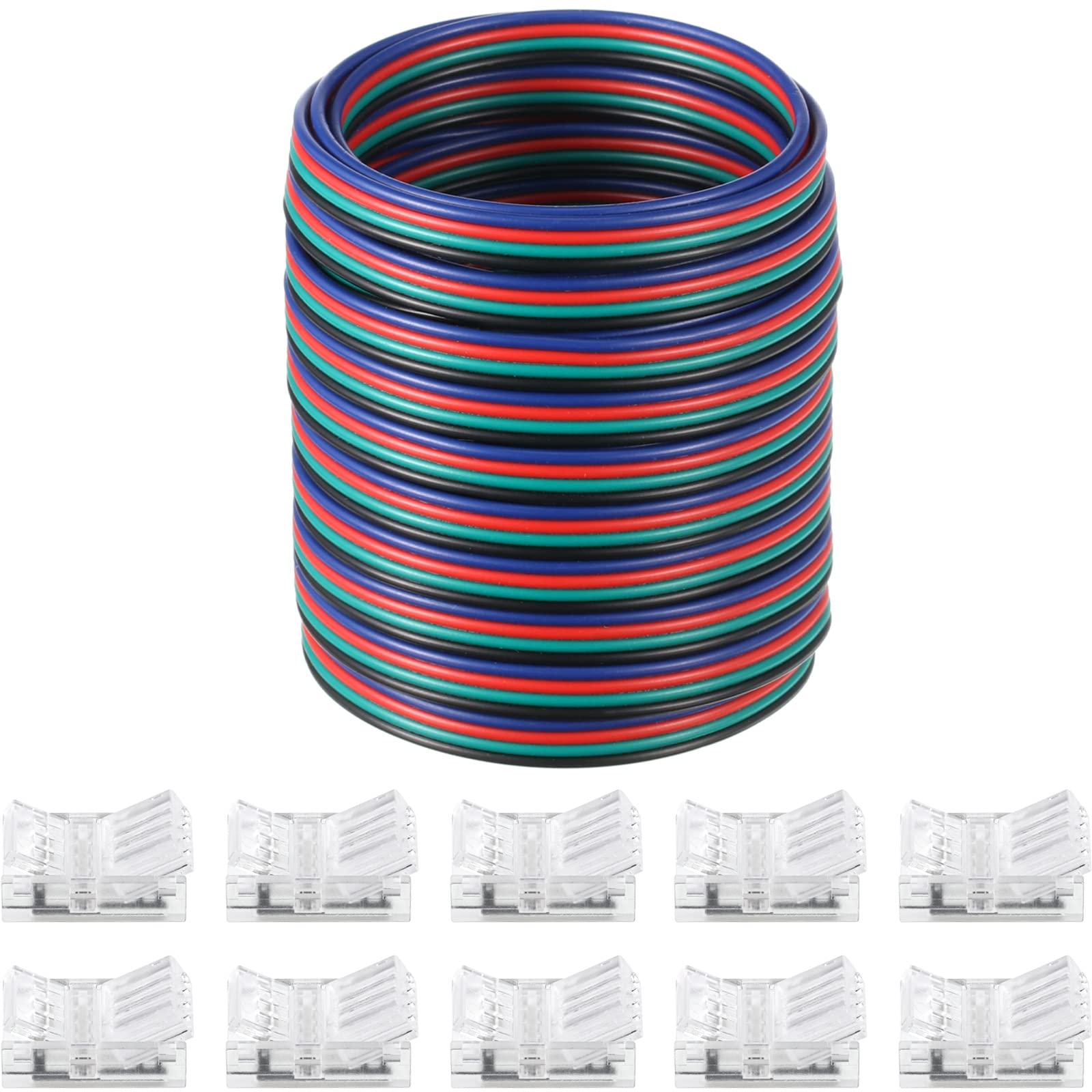 Flutesan Solderless LED Strip Connector, 4 Pin, 10 mm, Retro Style, 10 Packs, for 16.4 Feet LED Strip Lights
