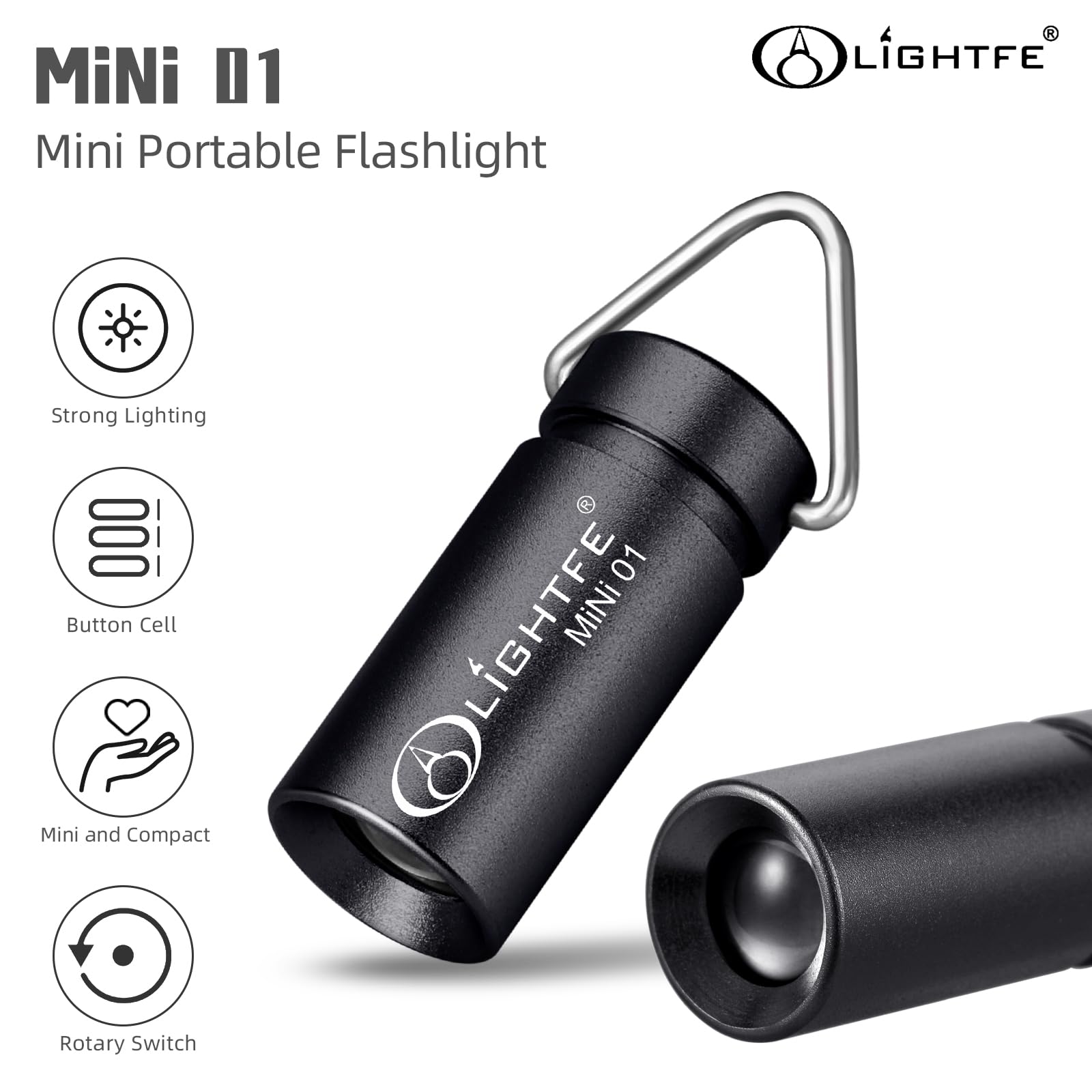 Lightfe Mini01 Keychain Flashlight Mini Keychain Light Is Light, Small, And Bright (Mini01 Black)