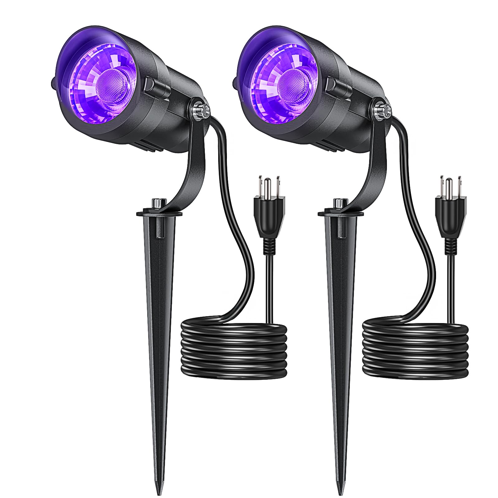HIBOITEC Halloween Black Light Spotlight Outdoor 12W IP65 Waterproof LED Spot Lights Landscape Lighting with US Plug for Glow Pa