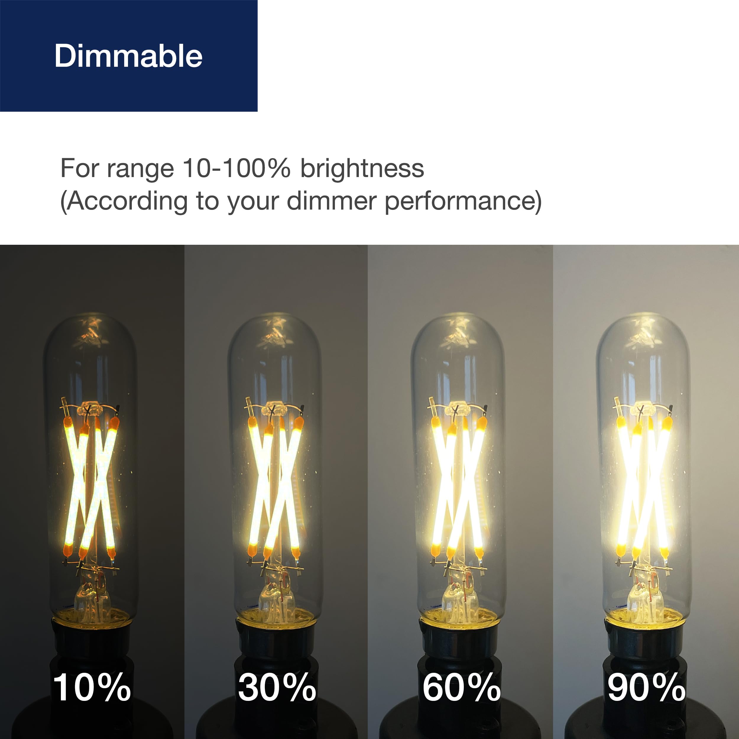 Flsnt 60W Equivalent Candelabra Led Bulbs, Dimmable T6/T25 Led Light Bulbs For Chandelier, 90+ High Cri, 2700K Soft White, E12 B