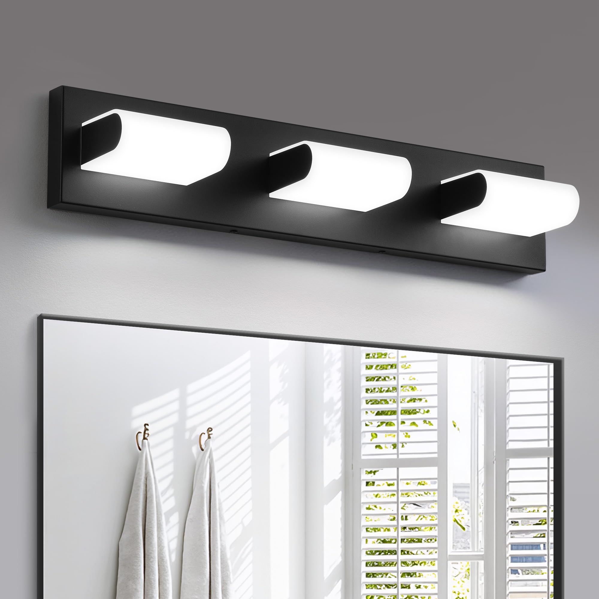 KDG LED Modern Bathroom Vanity Light Fixtures  4 Lights Matte Black 5000K Wall Lighting Over Mirror  Lights for Dressing Room  Bedroom  29.5 inch