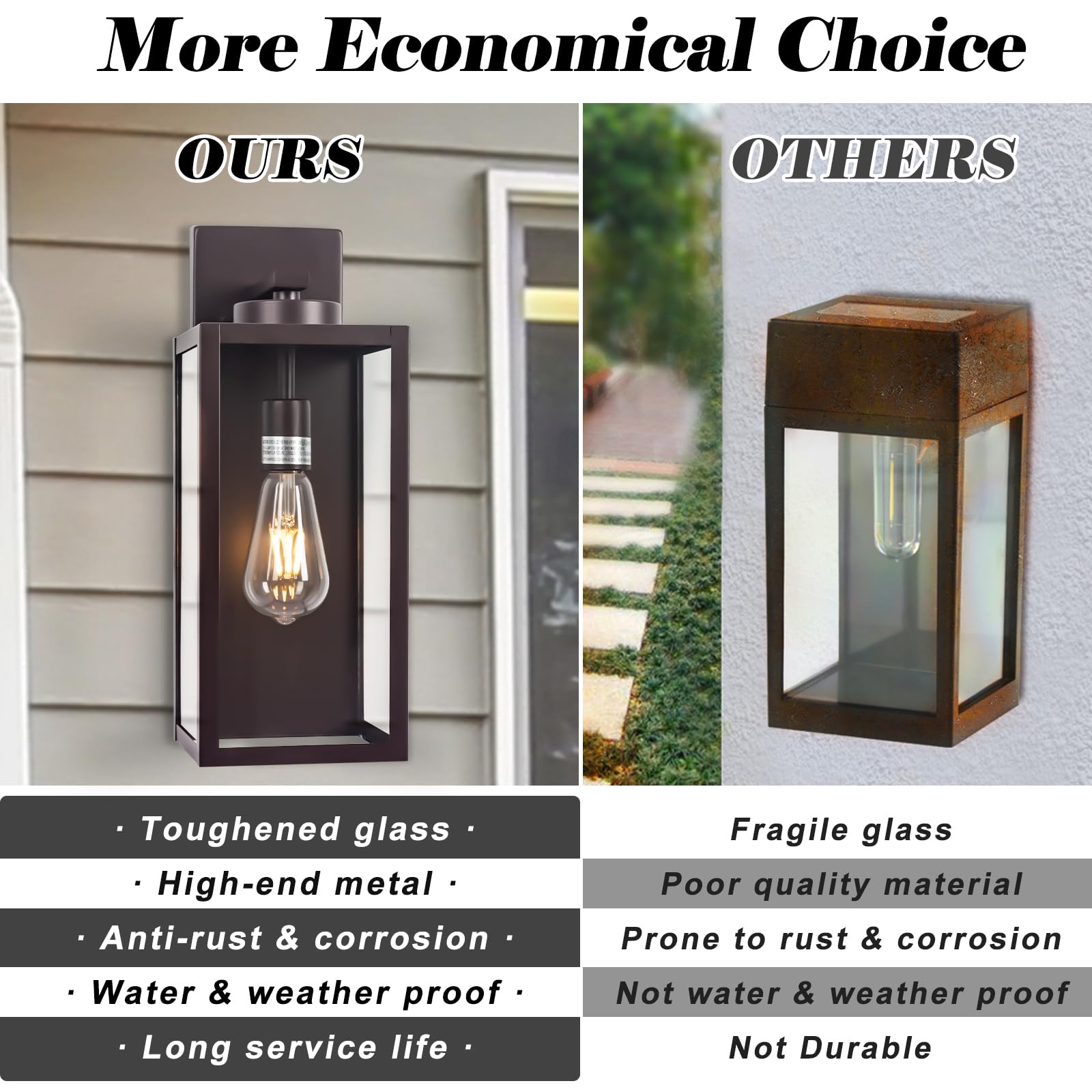 Yolsunes 16&quot; Oil-Rubbed Bronze Outdoor Wall Light Fixture, Farmhouse Sconce For Patio & Garage