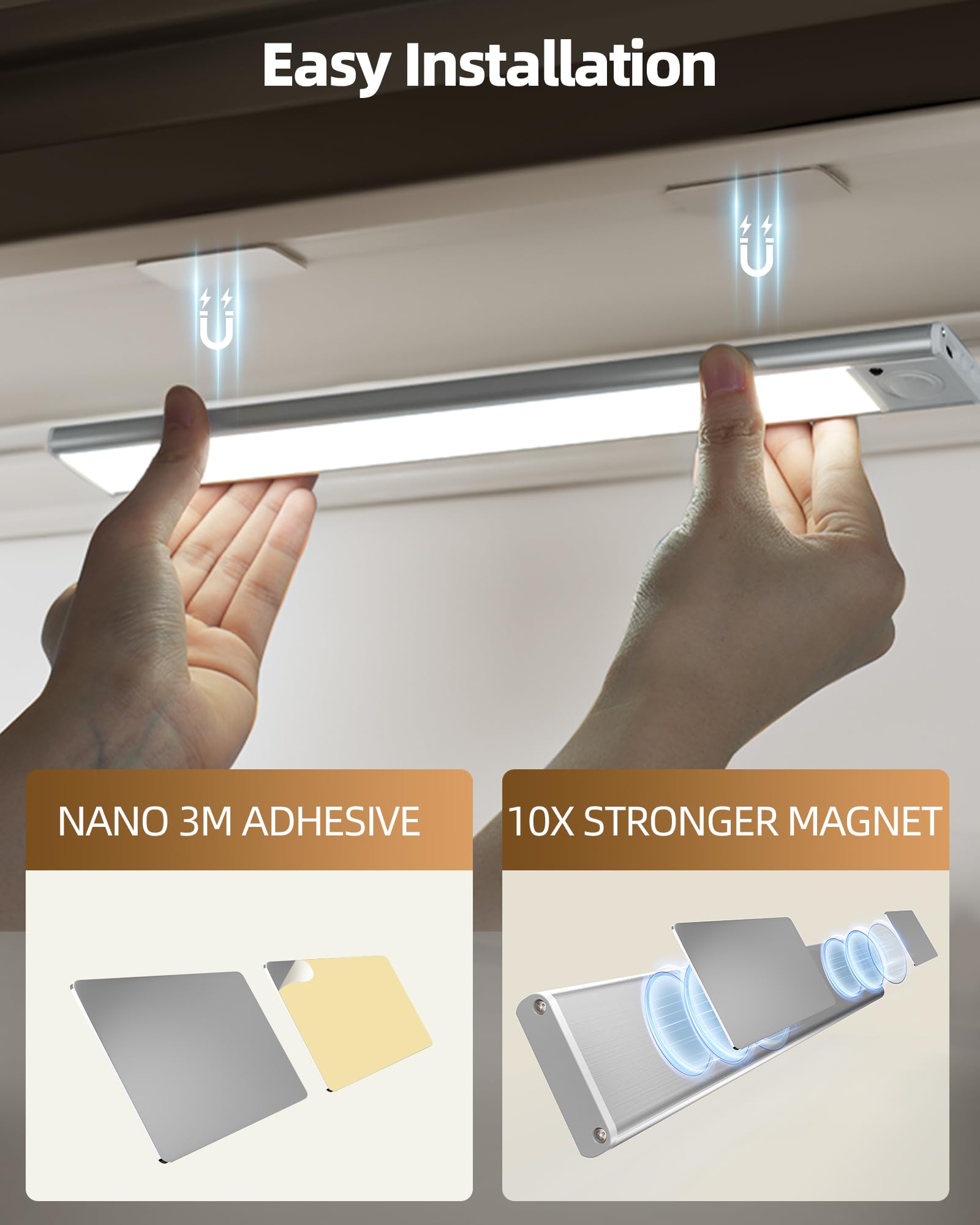 Ametheus 6Pack 16Inch Under Cabinet Lighting  Rechargeable Motion Sensor Light Wireless Indoor  Dimmable 3 Color Temps Closet Lights With Remote  Under Counter Led Lights For Kitchen  Stairs