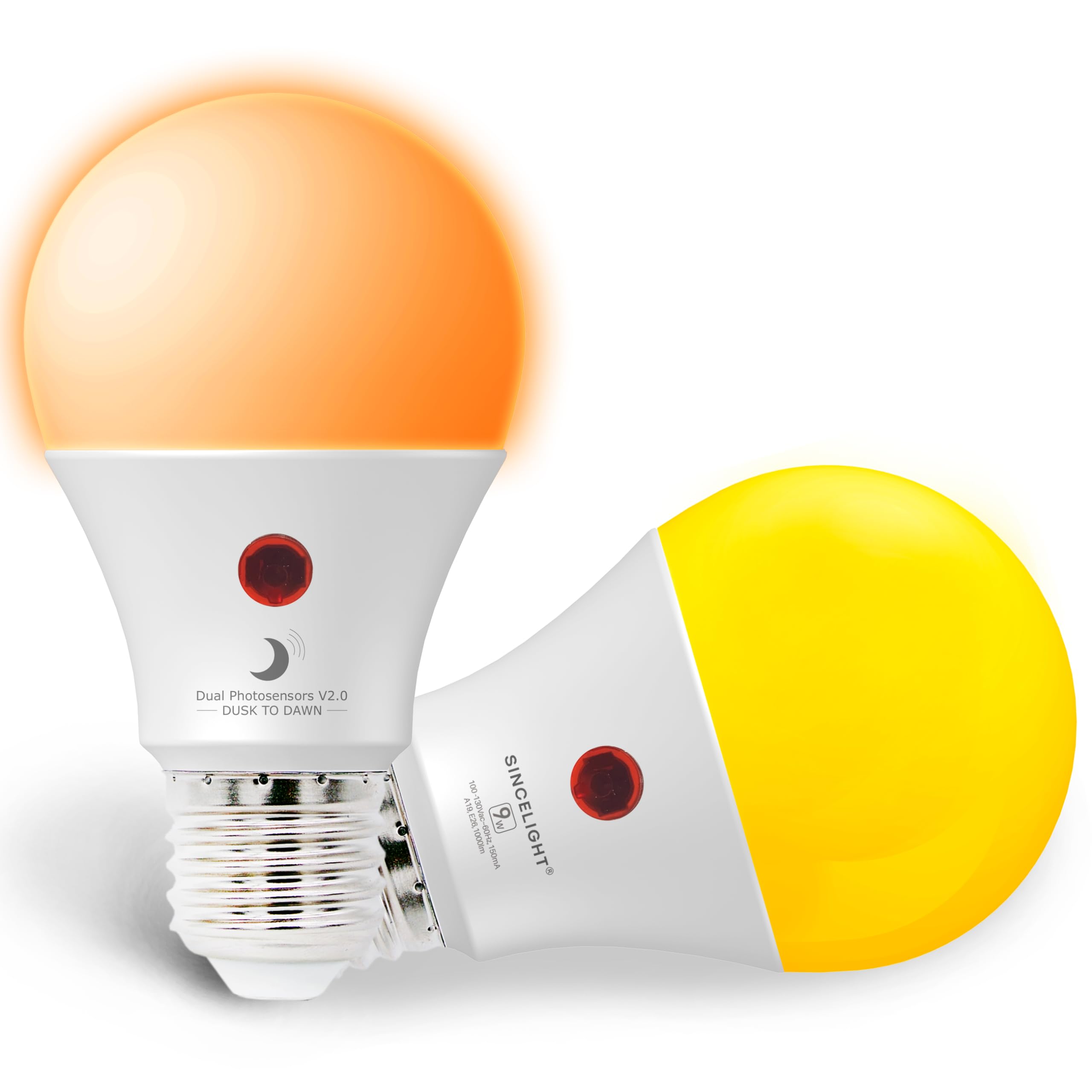 Dusk to Dawn LED Mosquito Bulb with Dual Daylight Sensor,Bug Free & ON/Off Automatic Depends On Daylight Level,9 Watt,Edison Scr