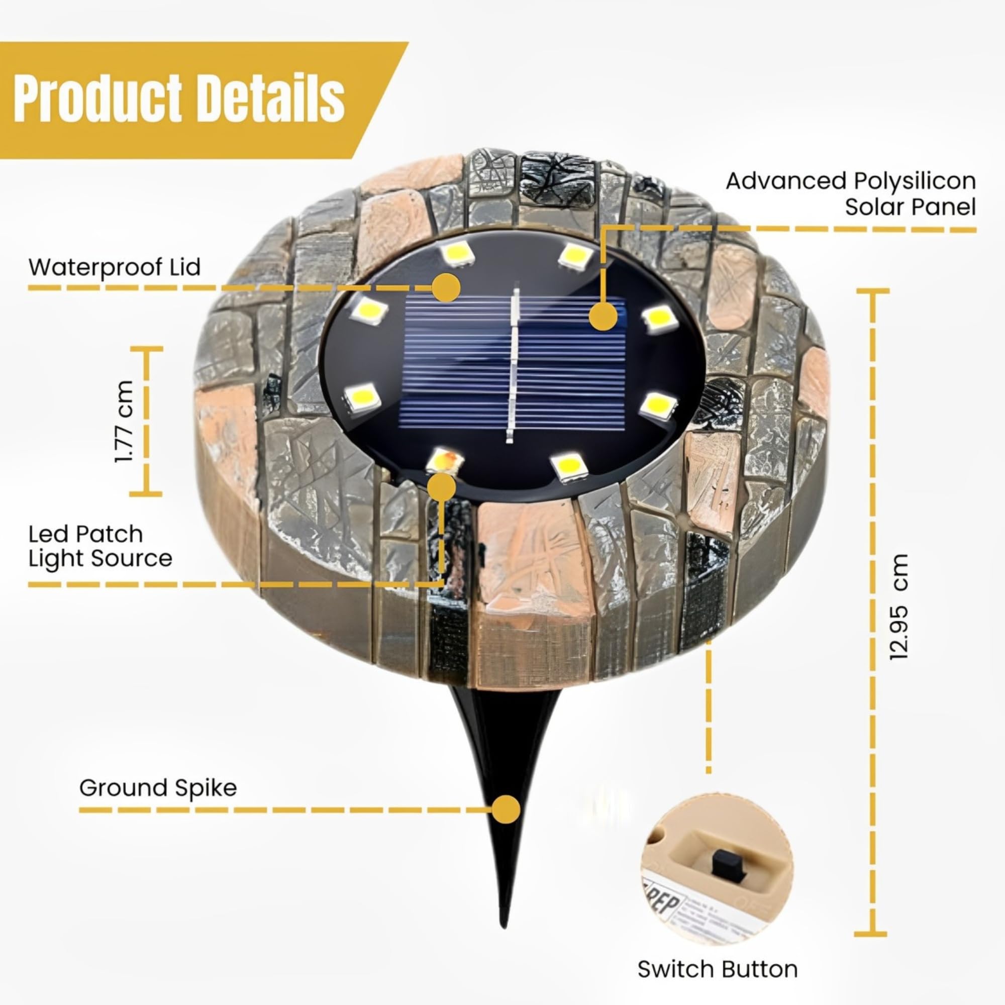 Solar Ground Lights Outdoor Decor - Waterproof LED Outdoor Solar Lights for Yard, Patio, Garden, Pathway, Stair, Deck - Landscap