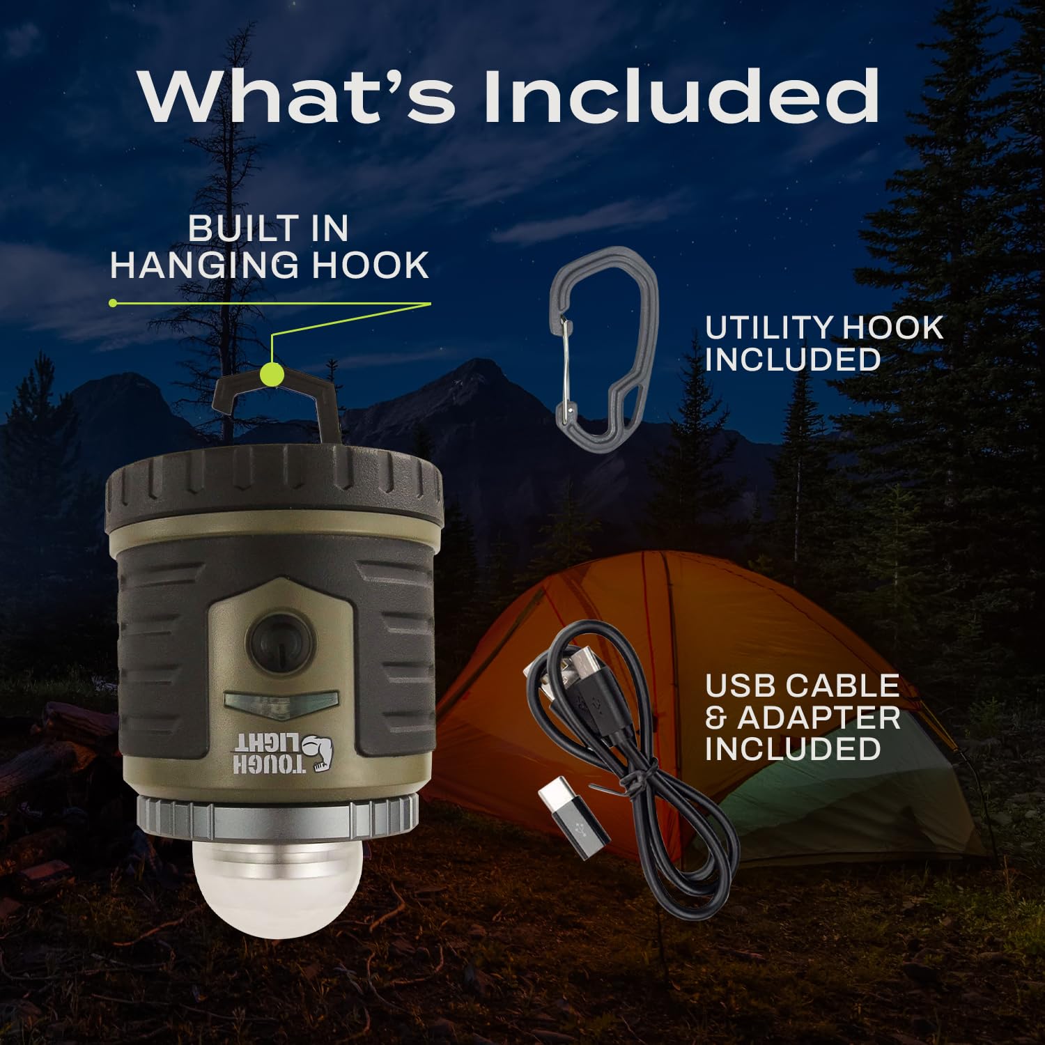Tough Light USB Rechargeable Lantern 400 Lumens 200 Hours 6000mAh Power Bank Mud 400LR