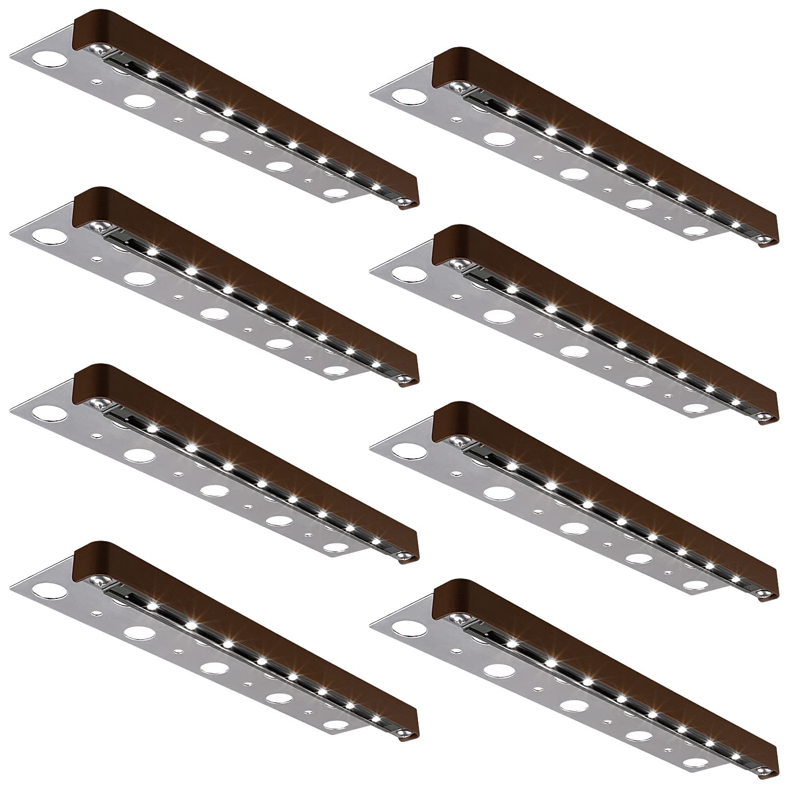 LEONLITE 12 Inch LED Retaining Wall Lights, 8-Pack, Low Voltage Landscape Lighting, Aluminum, Daylight (5000K), Model 42832
