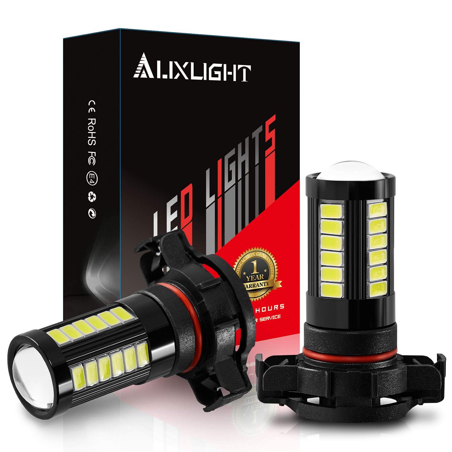 AUXLIGHT LED Fog Light Bulbs 6000K Xenon White 2800 Lumens 5202 Aluminum (Pack of 2)