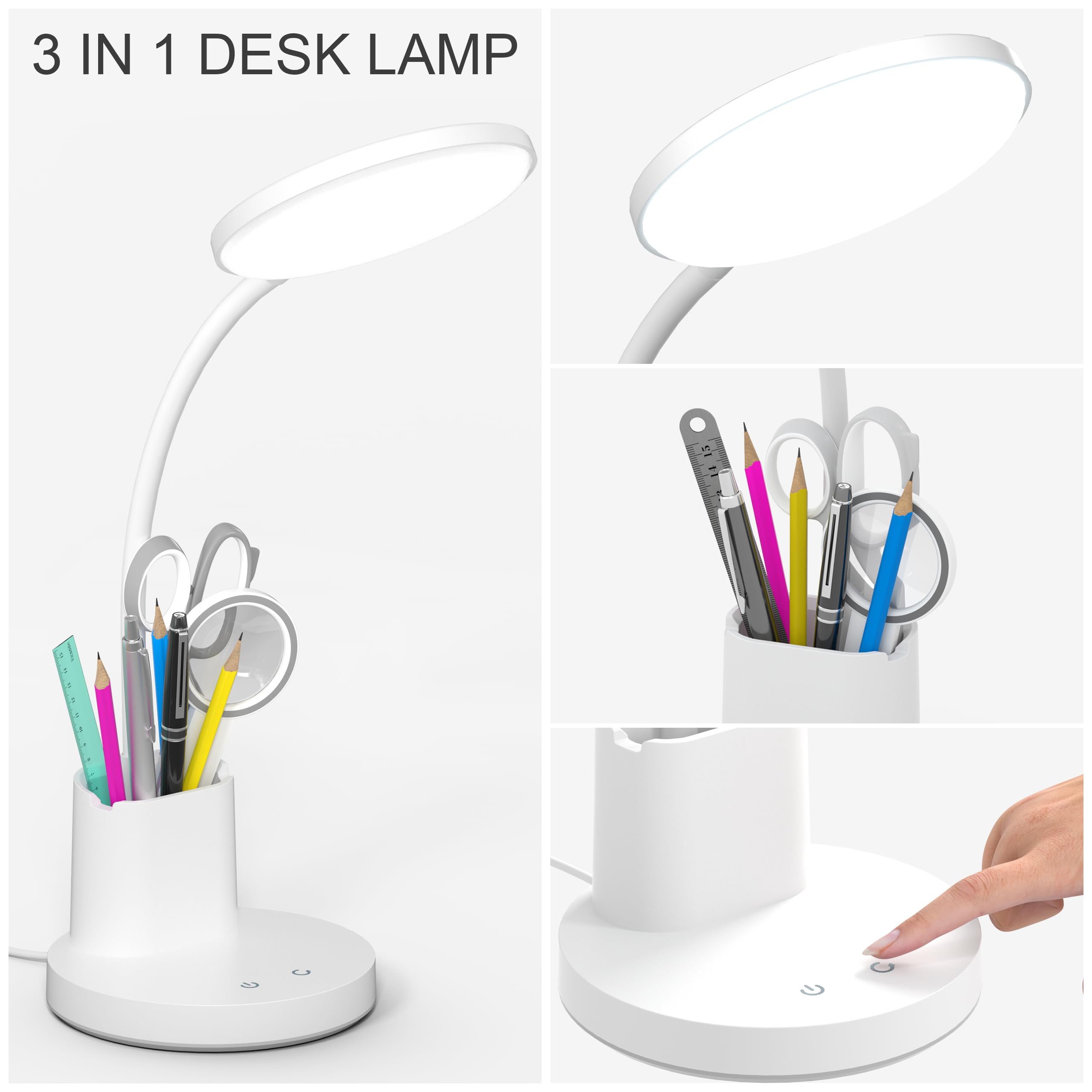 Vicsoon Desk Lamp, Led Desk Lamp For Home Office, Touch Table Lamp With 3 Color Modes 360? Adjustable Arm, Dimmable Desk Light W