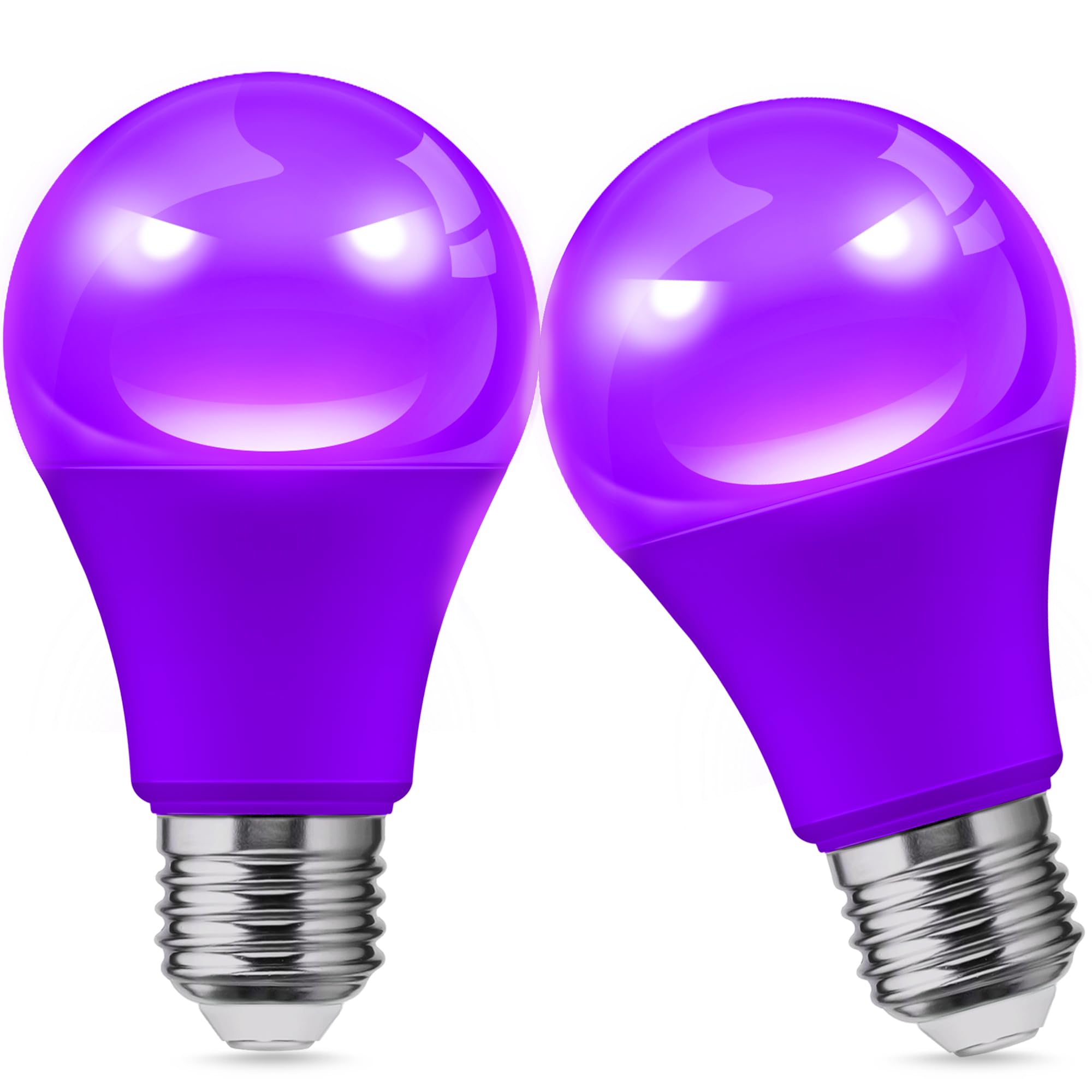L LOHAS LED Purple LED Light Bulbs A19 9W E26 Base 2 Pack for Outdoor Christmas Decor