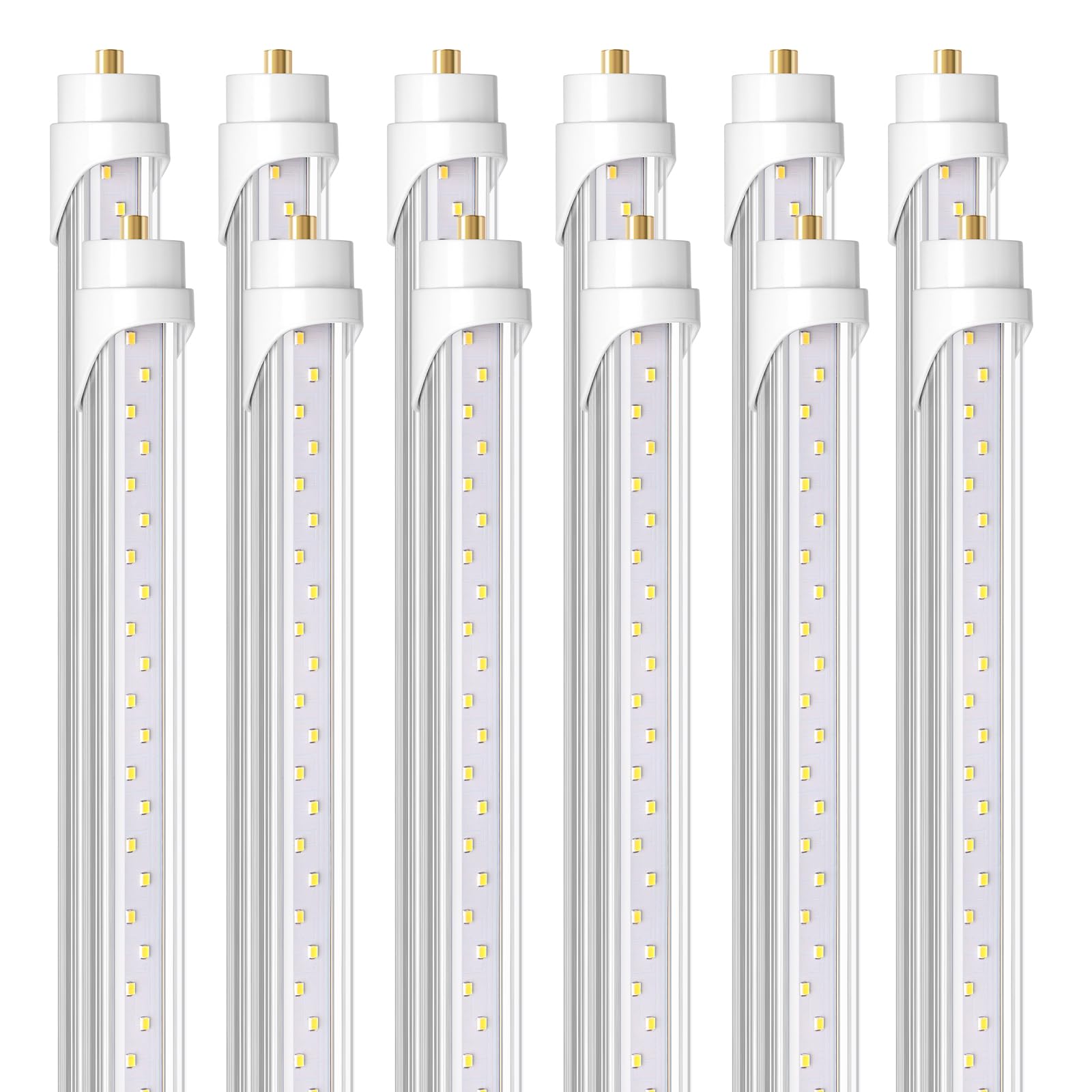 Barrina 8 Foot Led Bulbs, 44W 5500Lm 6500K, Super Bright, T8 T10 T12 Led Tube Lights, Fa8 Single Pin Led Lights, Clear Cover, 8