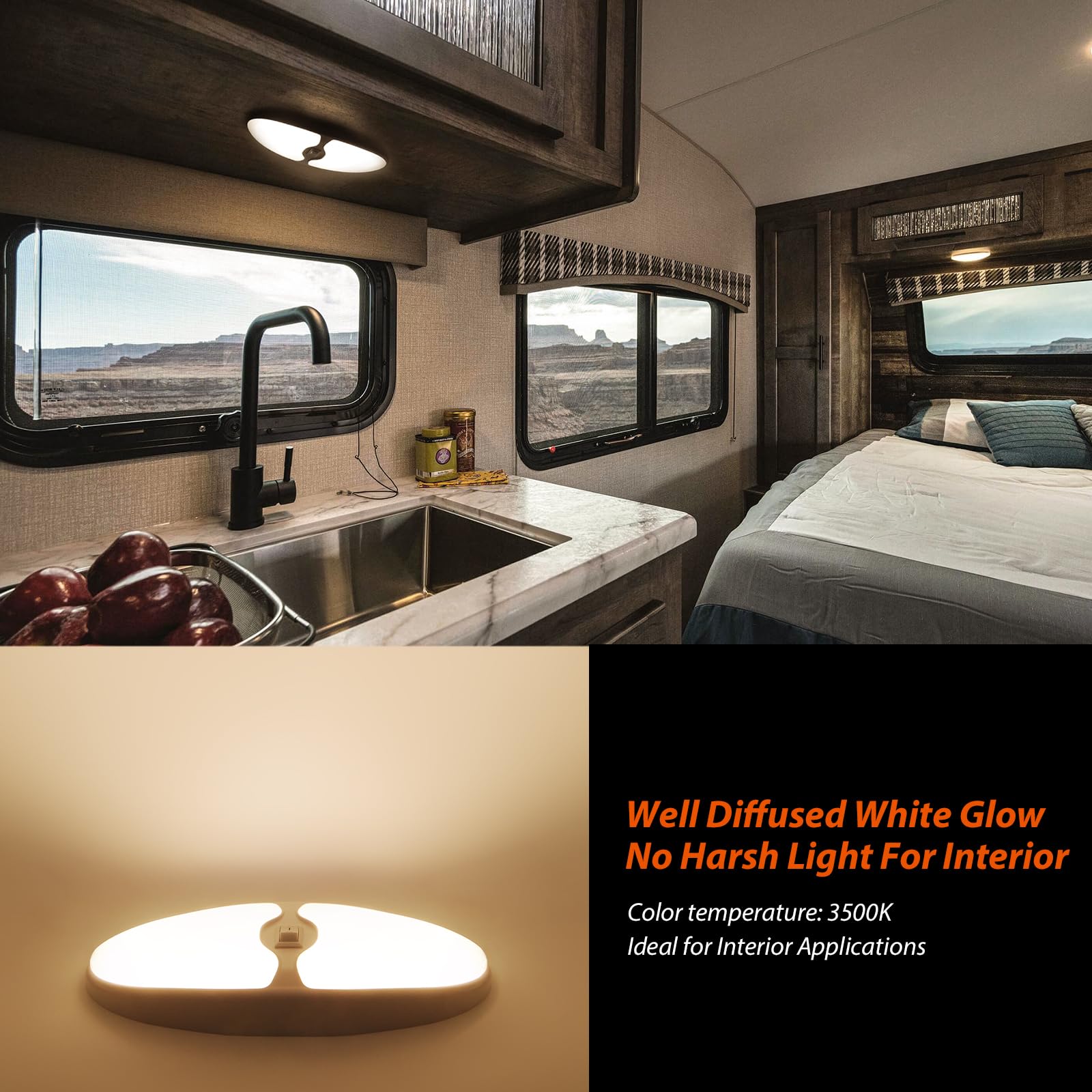 Dream Lighting 12V LED Ceiling Light Fixture, 7.4W, 3500K, 9", Black, Pack of 5