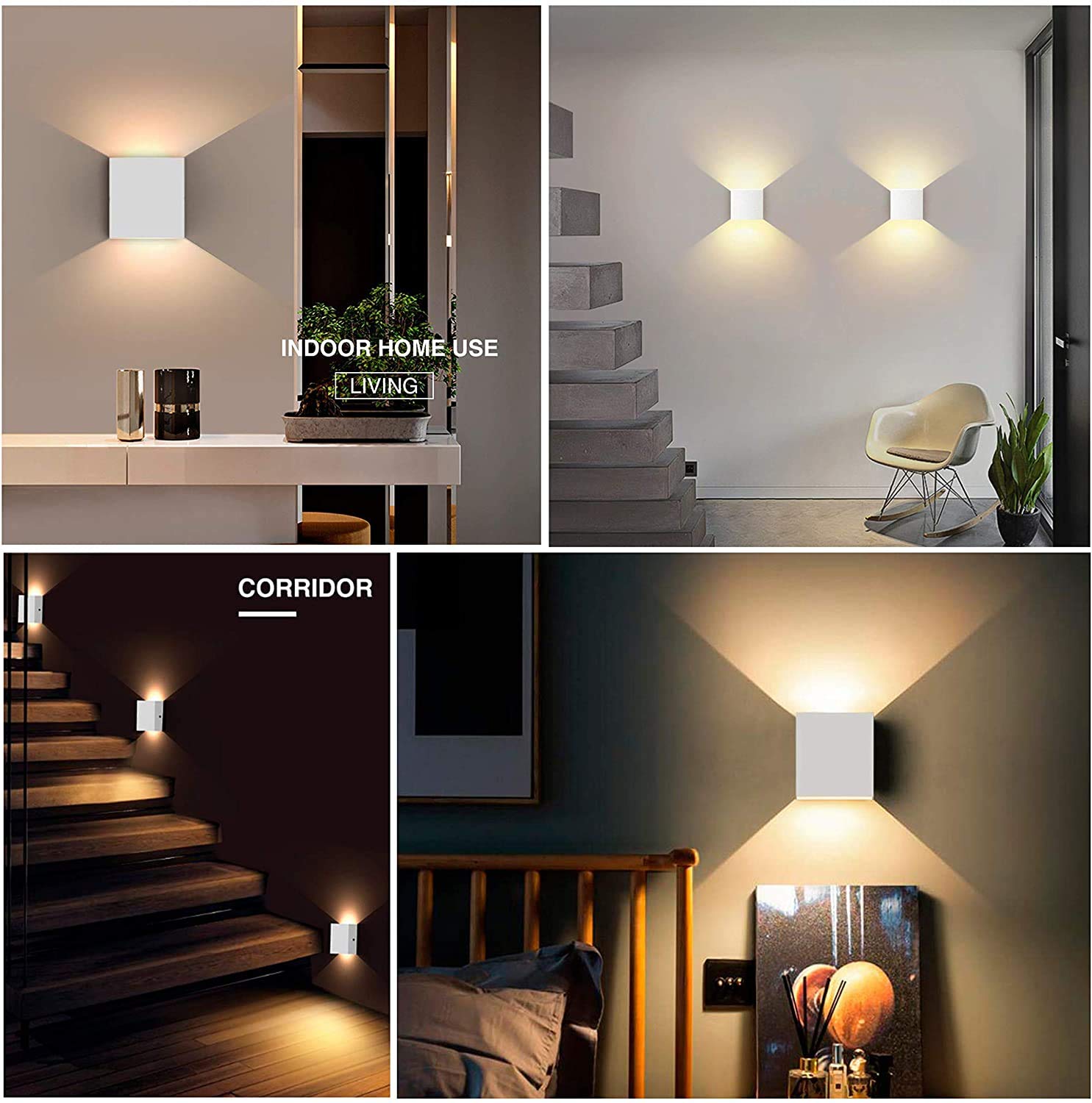 Lightess Modern Wall Sconce Mini 10W White Hardwired, Set Of 2 Up Down Wall Mount Lights Indoor Mini Metal Led Wall Lamp For Liv