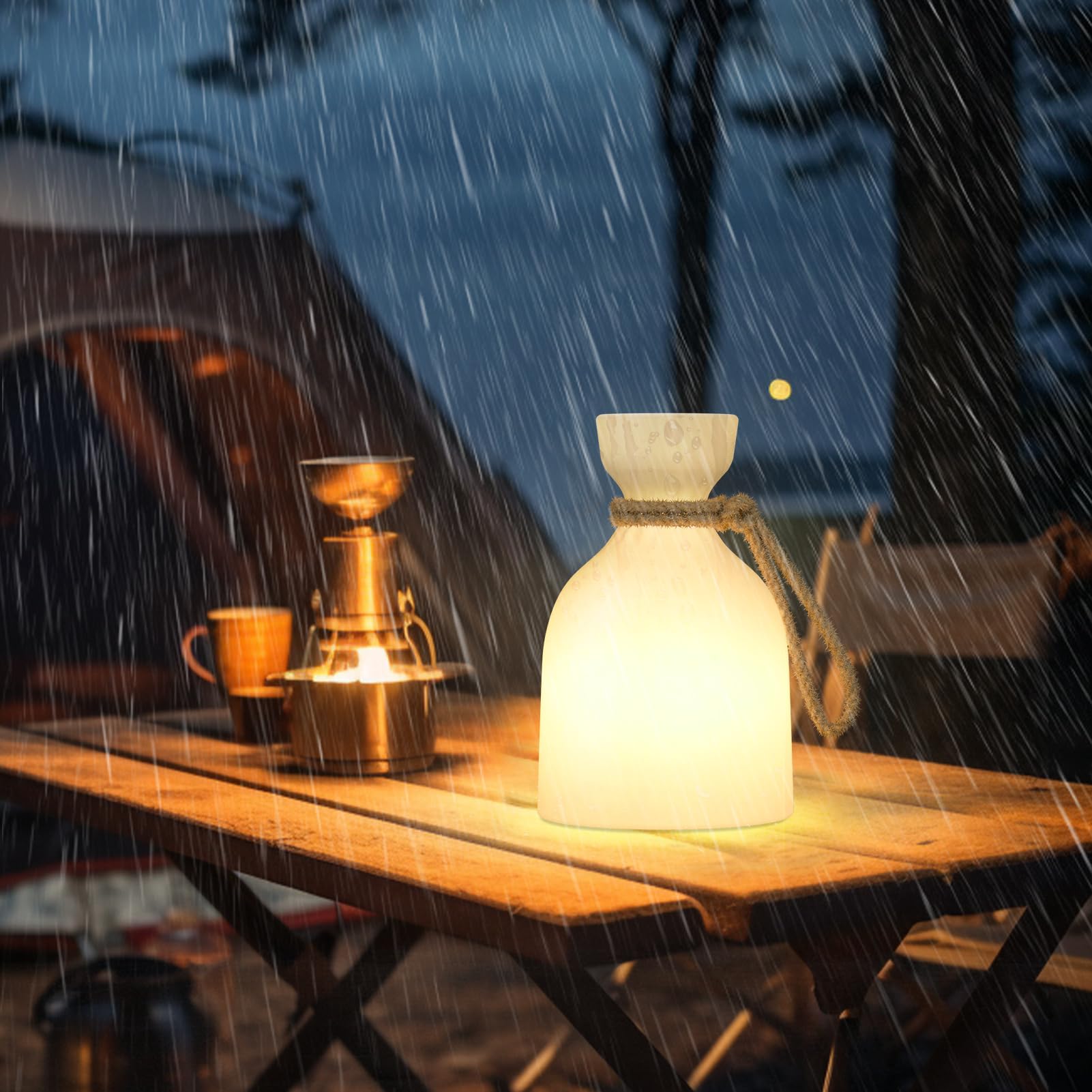uuffoo Portable LED Camping Lantern - Waterproof, Rechargeable, Multi-Color & Warm White, 2-Pack, Model PBG-1218B, Plastic