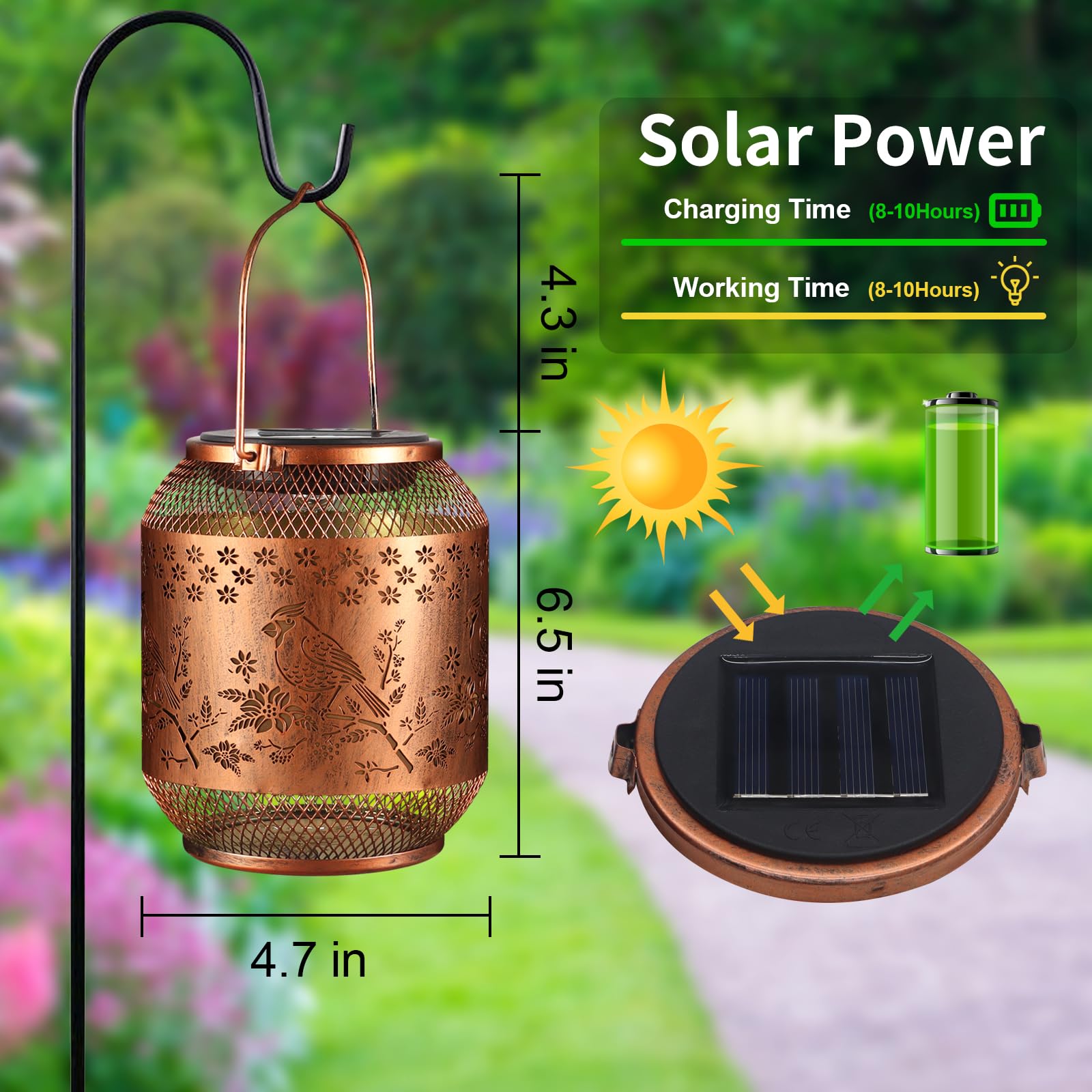Cardinal Solar Lanterns Outdoor Hanging Cardinal Garden Decorative Christmas Lantern Birthdays Gifts For Women Mom Grandma Metal
