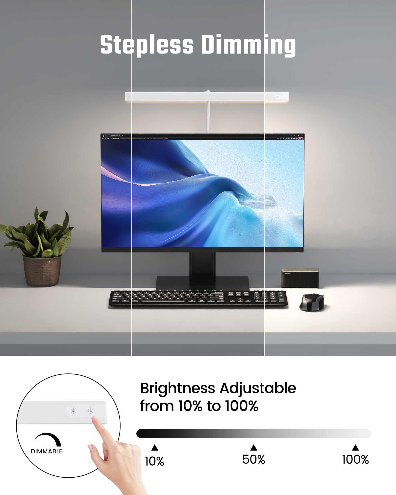 Superdanny Led Desk Lamp For Home Office, Eye-Caring Desk Light With Adjustable Gooseneck, 12W Touch Control Dimmable Brightness, Architect Clamp Lamp With Usb Adapter, White