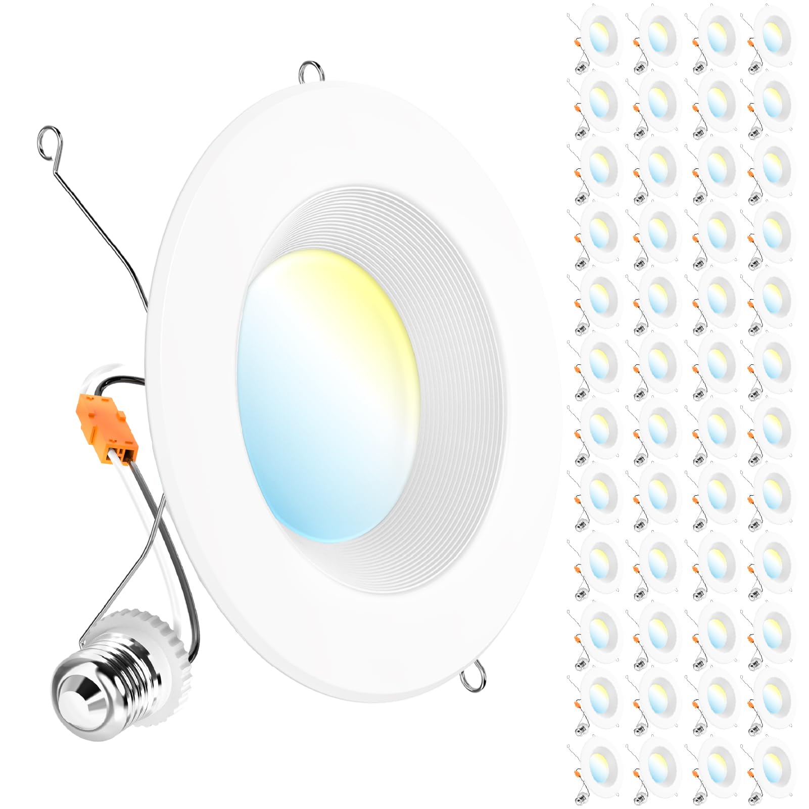Sunco 48 Pack 5Cct Retrofit Led Recessed Lighting 6 Inch, 2700K/3000K/3500K/4000K/5000K Selectable, Dimmable Can Lights, Smooth Trim, 13W=75W, 965Lm, Damp Rated, Ul-Certified
