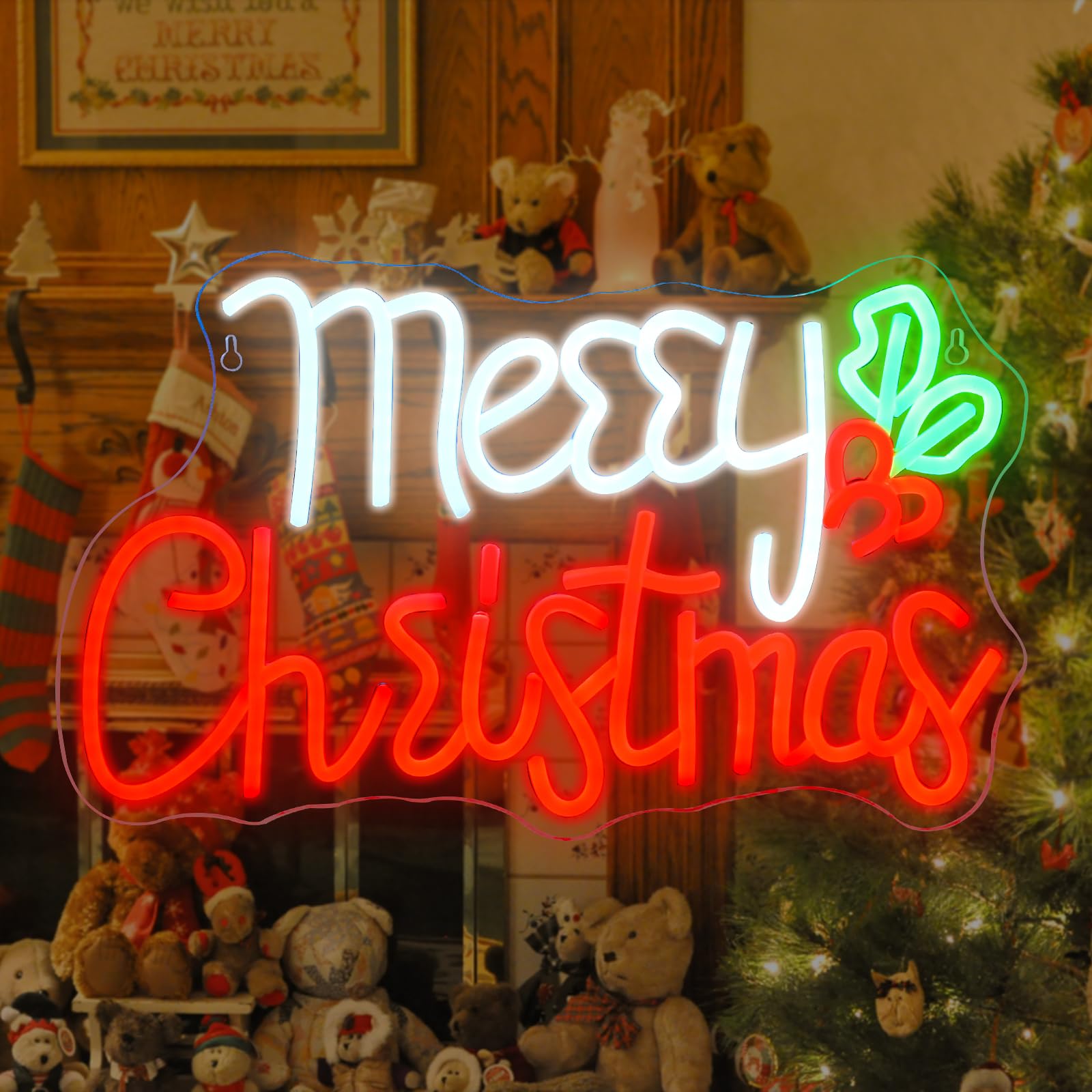 Ineonlife Merry Christmas Neon Sign - Led Light Bar For Holiday Decor, Usb Powered, 16.5&quot;X9.8&quot;