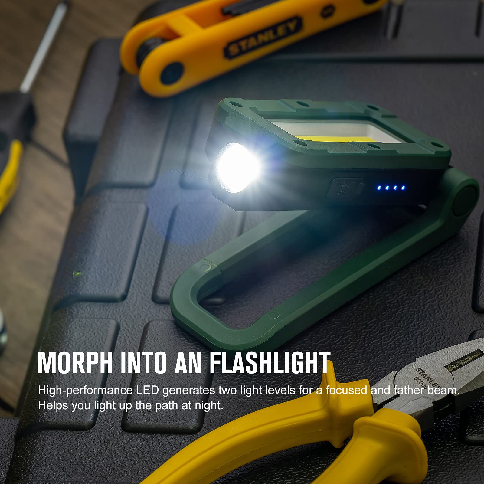 OLIGHT Swivel Work Light, 400 Lumens, Rechargeable, Magnetic Base, 5 Light Modes, Moss Green, Model O-Swivel-MG#US-FBA