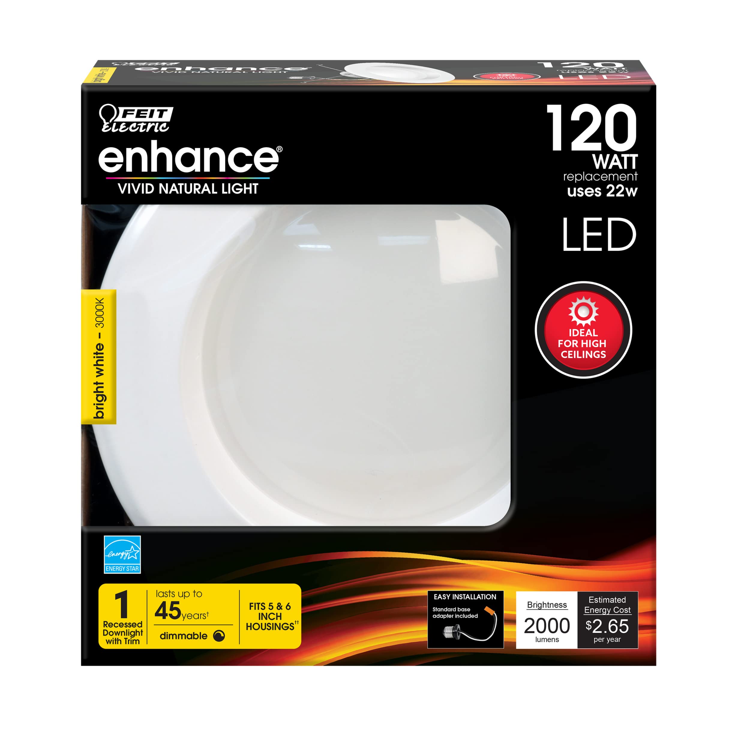 Feit Electric 5 Inch Or 6 Inch Led Recessed Lighting Retrofit Downlights, 120 Watt Equivalent High Output, 2000 Lumen, 3000K Sof