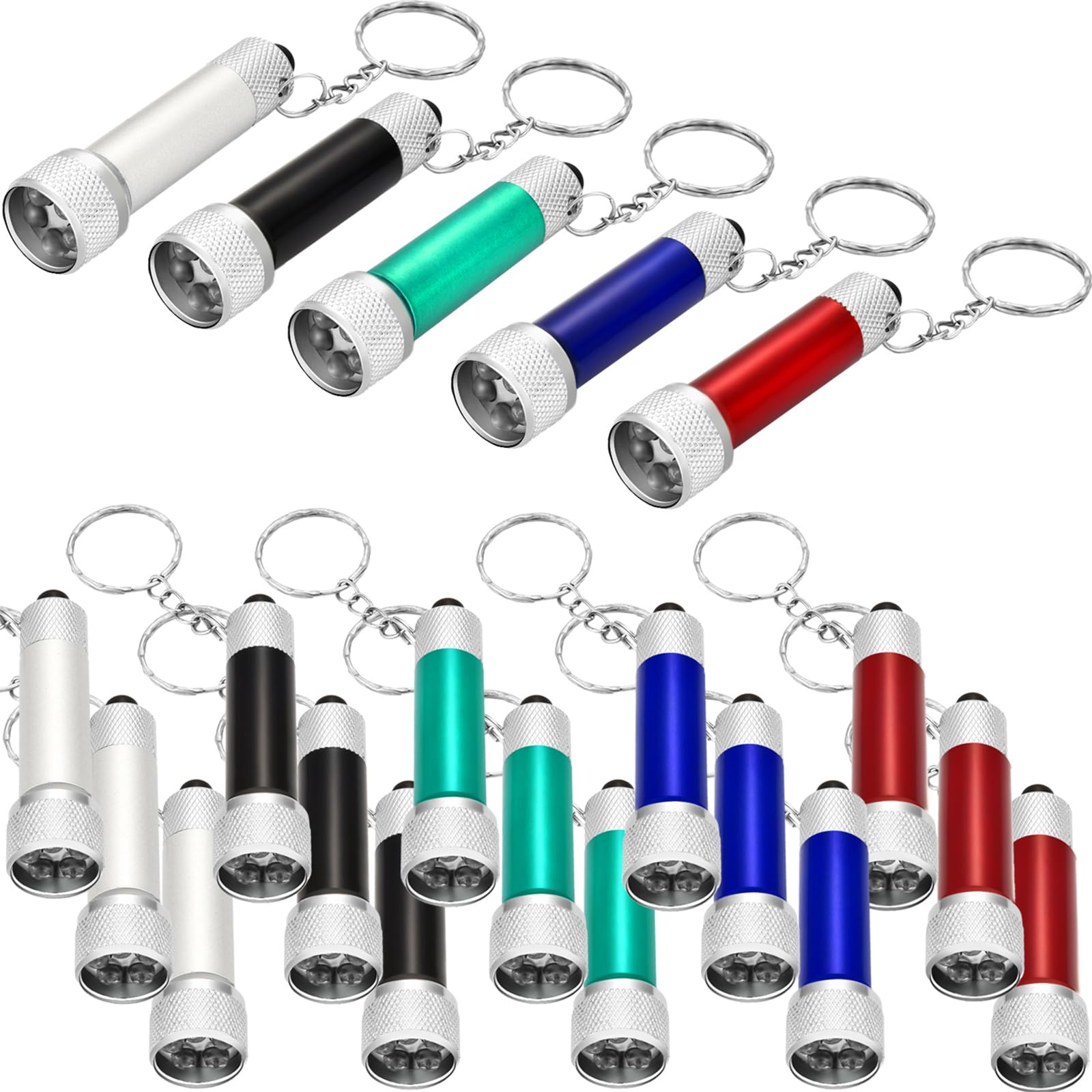 Tatuo 20 Pieces Mini Flashlights Keychain 5 Bulbs LED Keychain for Camping Party Favors