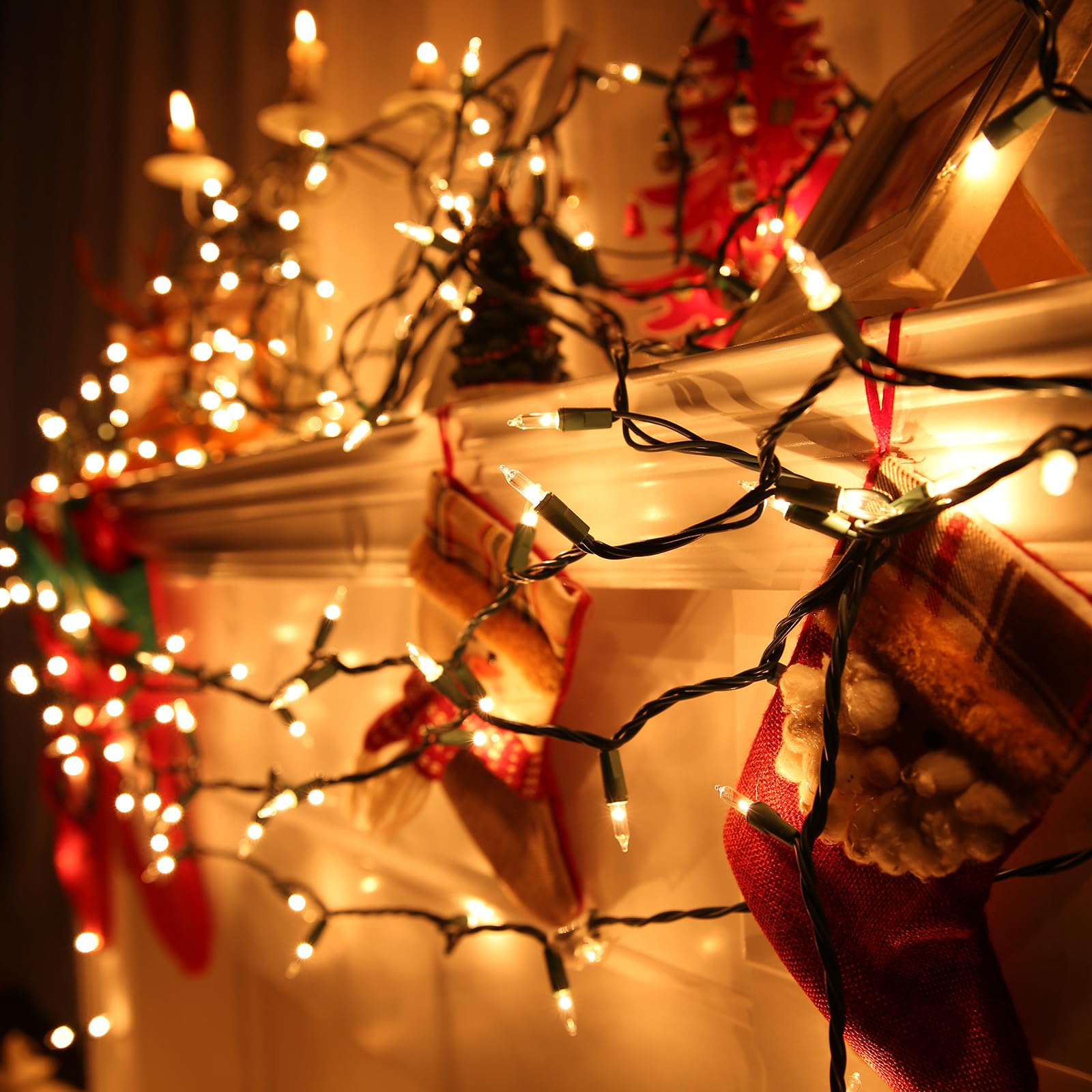 Toodour Christmas Lights, 50 Count Connectable Indoor Outdoor String Lights, 12.5ft, Warm White, UL Certified, Model ZF-50-1/SB