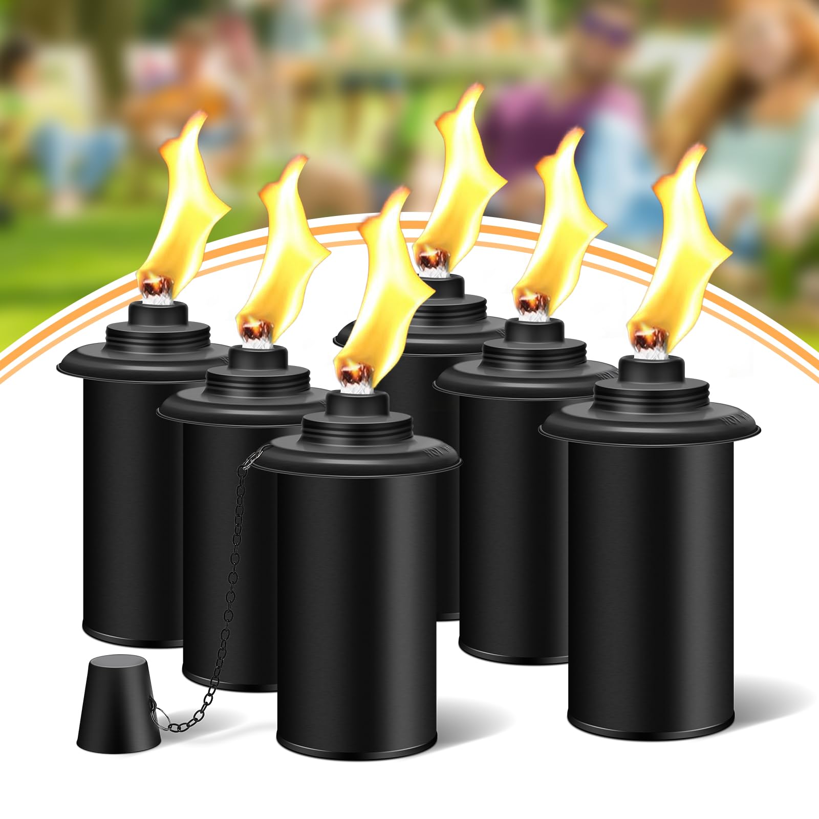 Fan-Torches 6 Pack Refillable Torch Canisters With Wicks & Caps - Outdoor Citronella Fuel