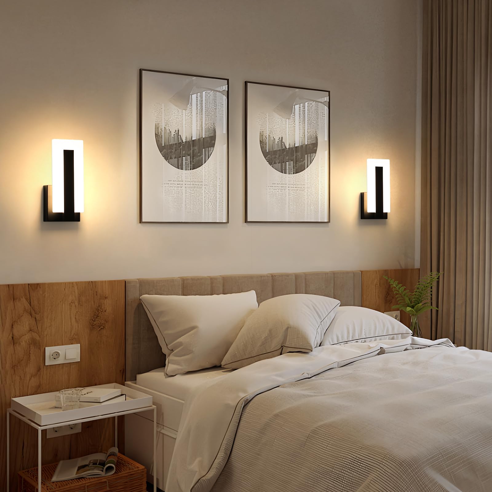 Pasoar Modern Wall Sconces Set of 2, 7W LED, Warm White 3000K, Hardwired Acrylic, Model 3069-2P