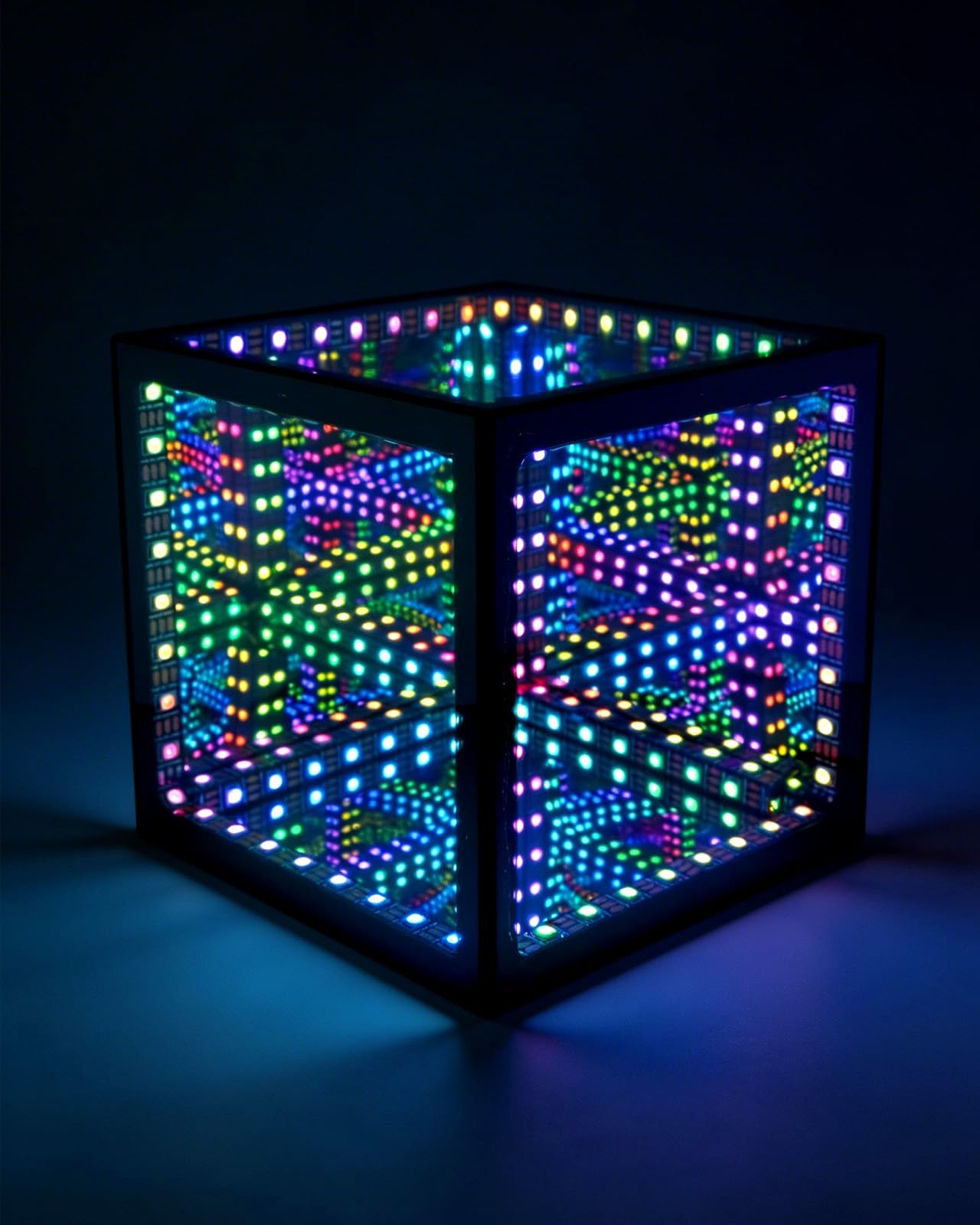 Nobiggie Infinity Mirror Cube Ambient Lighting, 3D Deep Space RGB LED Mood Light with Music Rhythm Sync, Futuristic Hypercube De