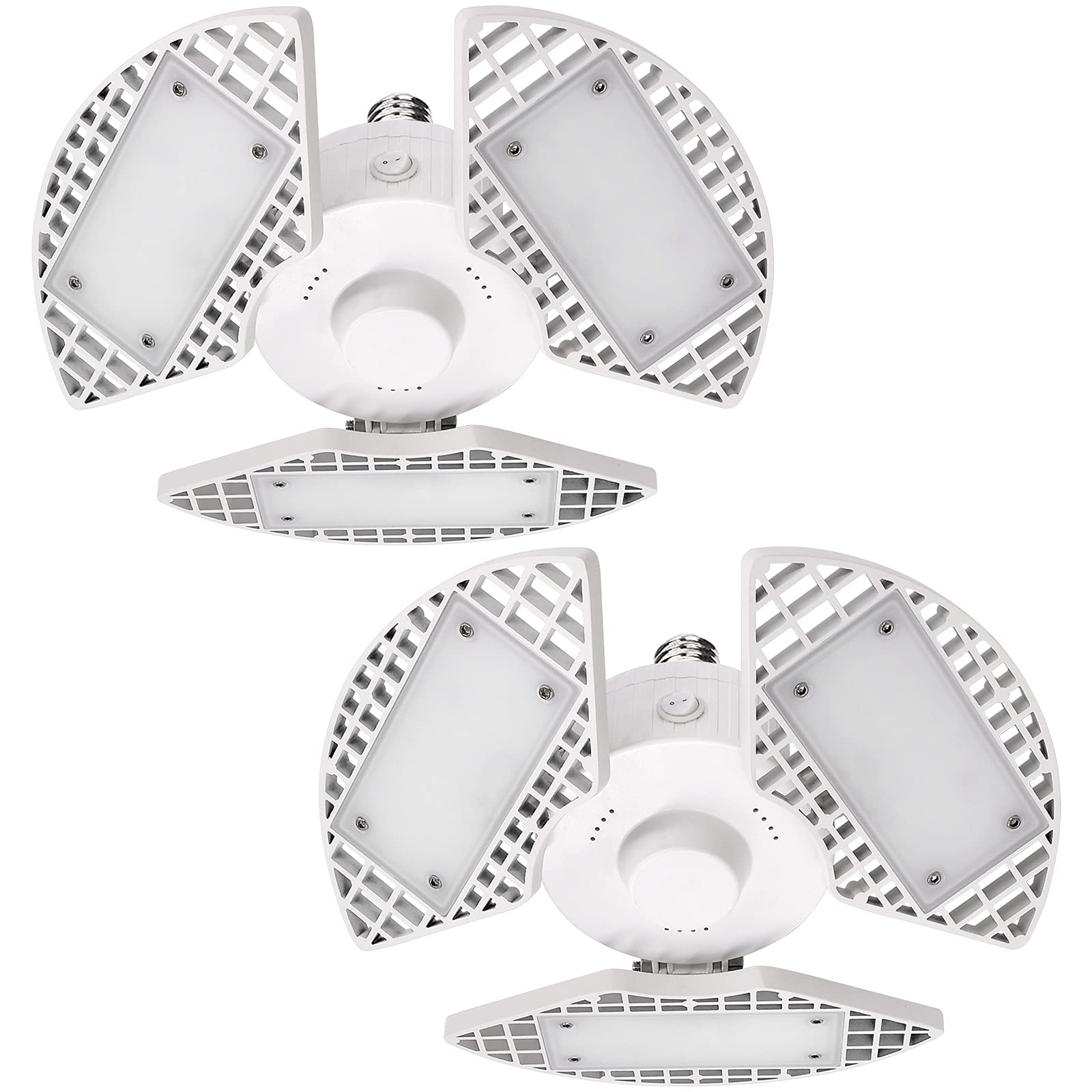 LUXRITE LED Garage Light 80W 8000 Lumens 3 Panel Adjustable White Aluminum LR42350