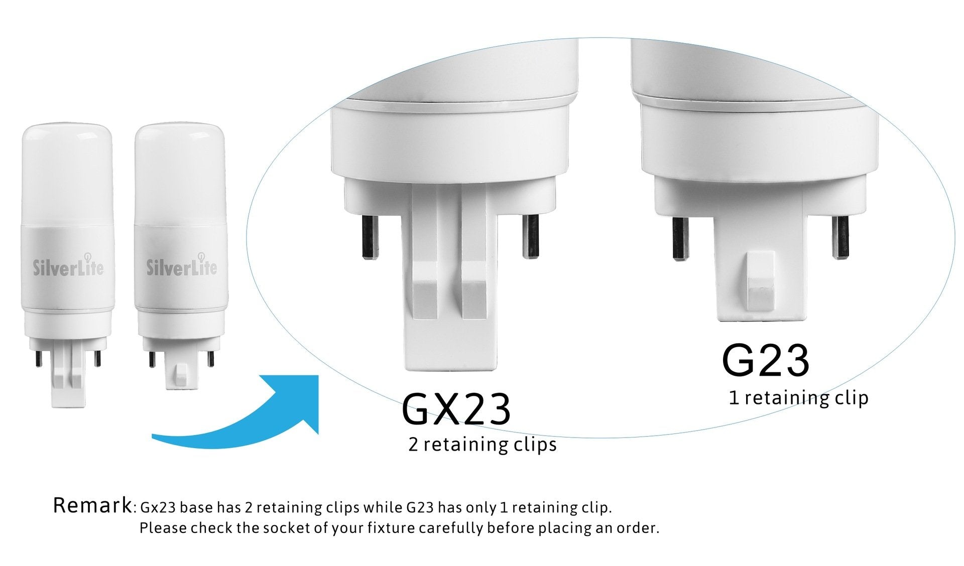 Silverlite [Plug&Play] 7W(18W Cfl Equivalent) Led Stick Pl Bulb Gx23-2 Pin Base, 750Lm, Cool White(5000K), Driven By 120-277V And Cfl Ballast, Ul Classified, 2 Pack
