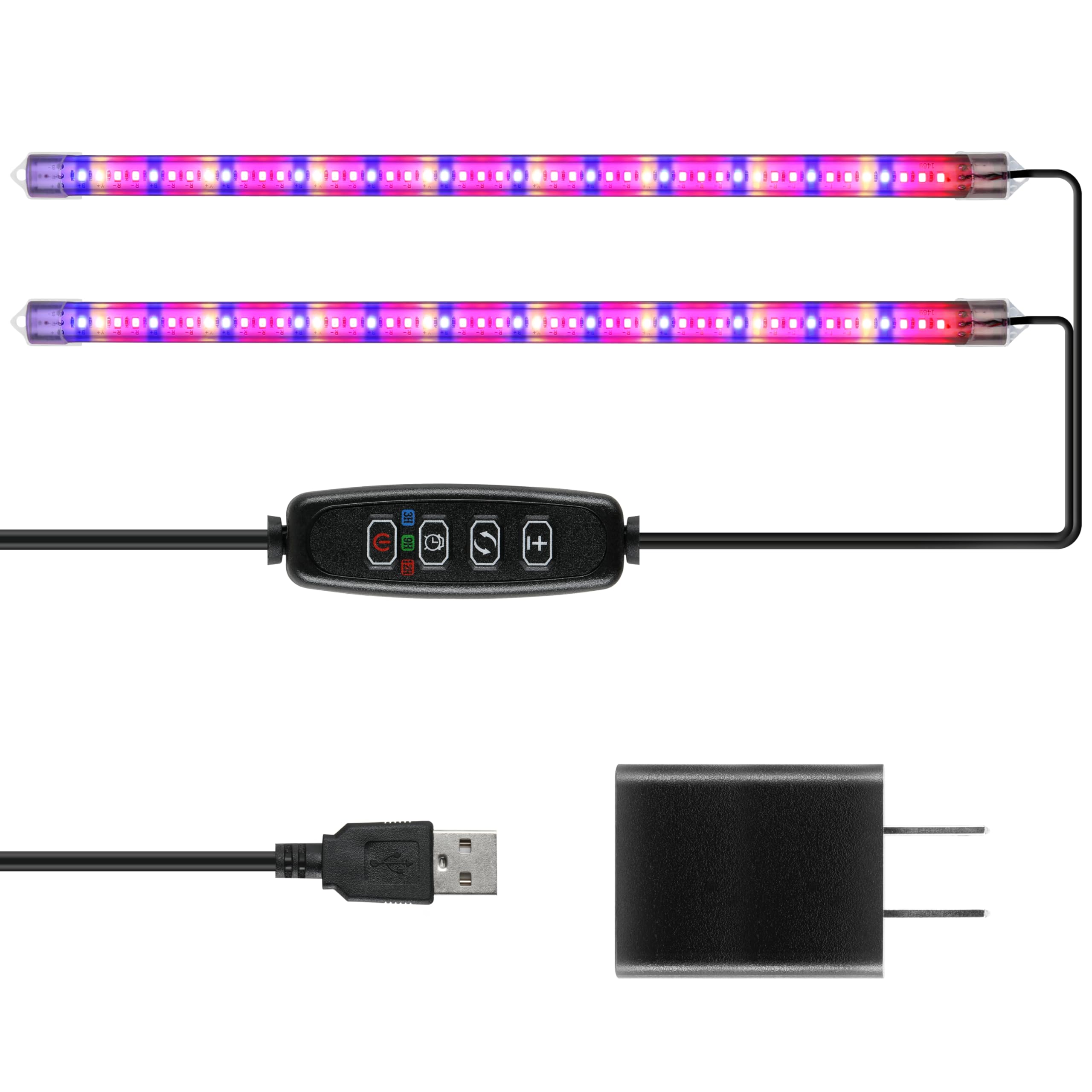 Ipower 20W Led Plant Grow Light Strips Full Spectrum For Indoor Plants With Auto On/Off 3/9/12H Timer  10 Dimmable Levels 48 Leds Per Light Strip  2 Tubes