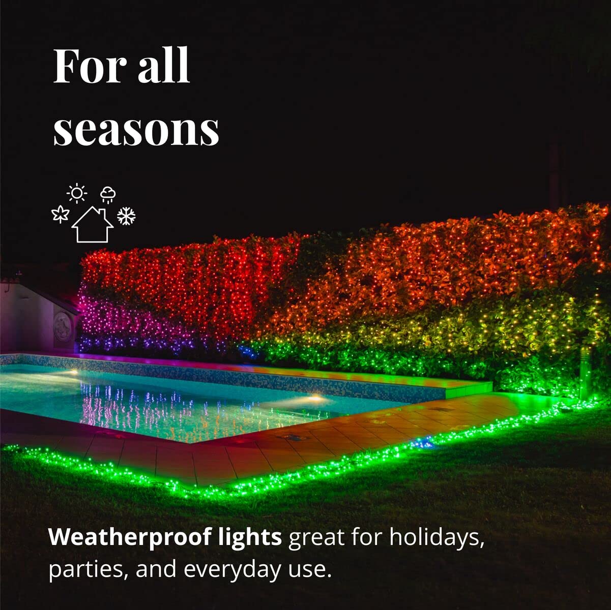 Twinkly LED Light String 600 RGB+White, 157.5ft, IP44, Smart Mappable, Compatible with Alexa & Google Home, Black Wire