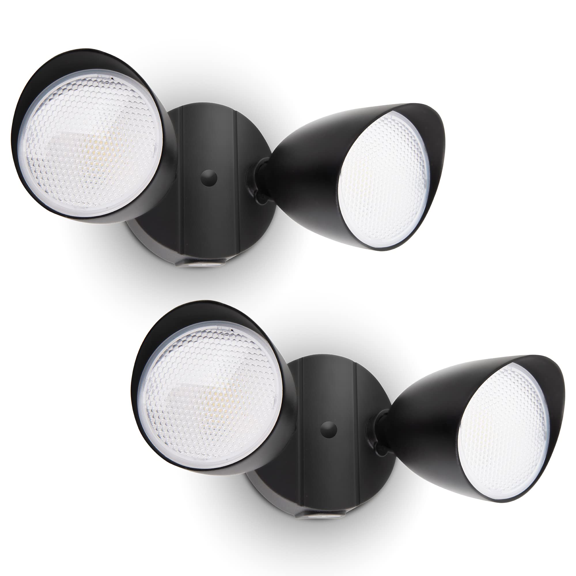 UME Dual-Head LED Floodlight 2500 Lumen 32W Waterproof Security Light Black Model 6222B-2pcs
