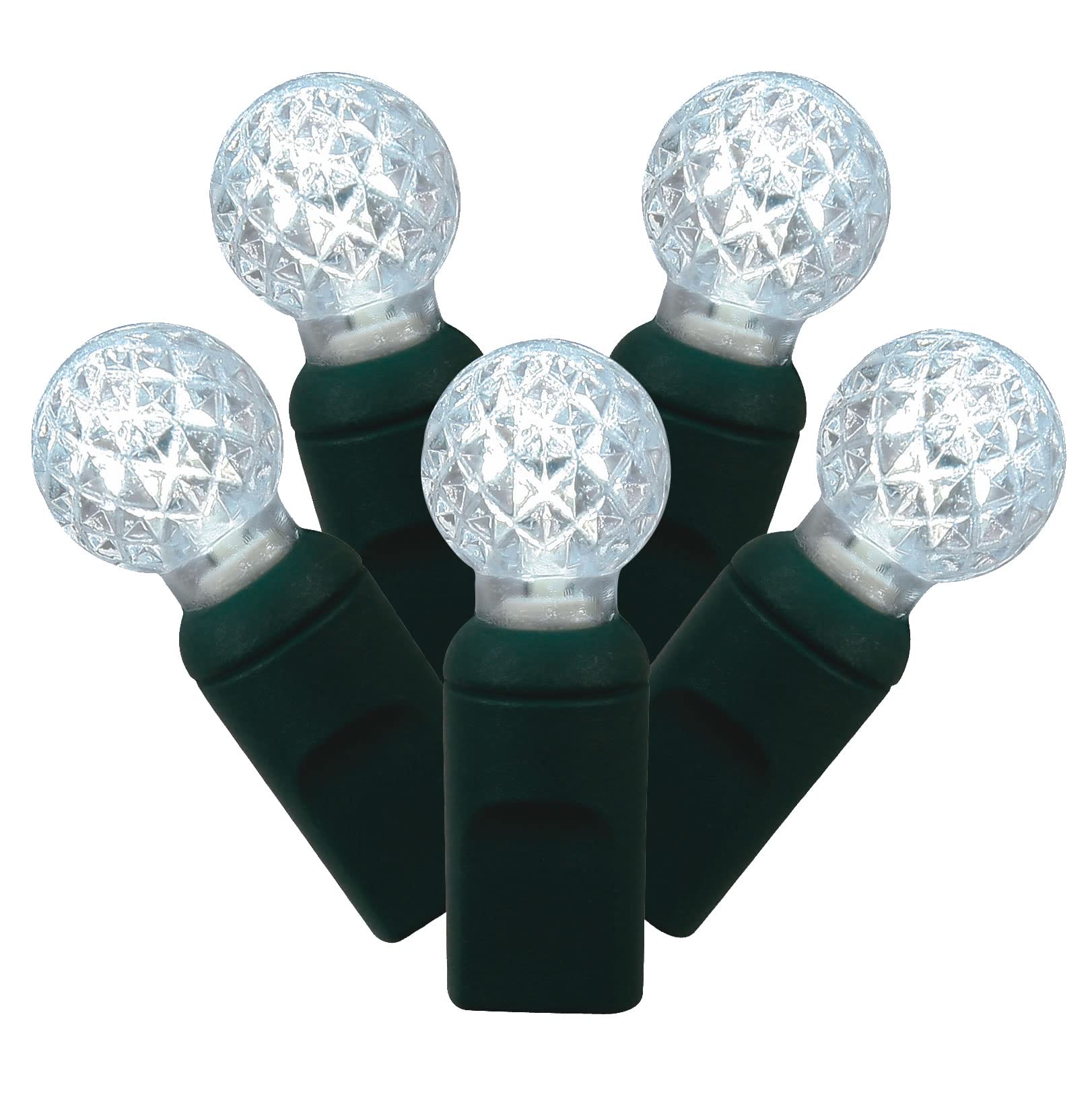 Vickerman 50 Light Pure White G12 LED Set on Green Wire in a Poly Bag