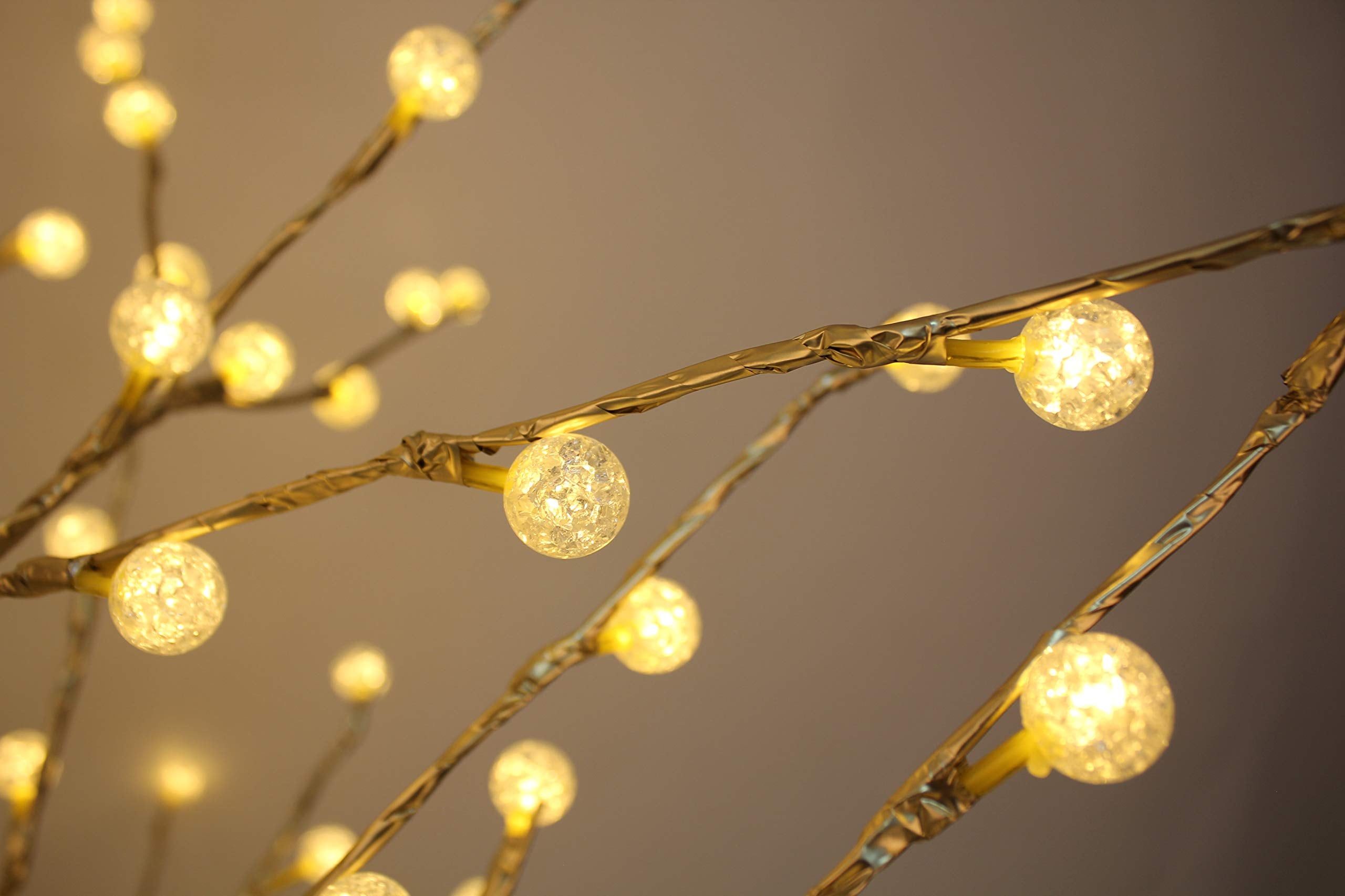 Lamphome 6Ft 240 Led Golden Tree Light With Cracked Ball Indoor/Outdoor Use,For Wedding Party Living Room Hotel Patio Lawn,Warm White