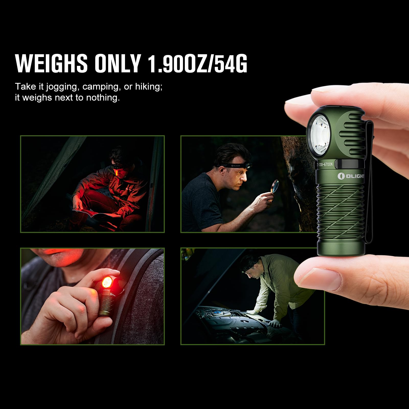 OLIGHT Perun 2 Mini Headlamp 1100 Lumens Rechargeable LED Flashlight, OD Green, Model 300000-PERUN2MINI-ODG-CW