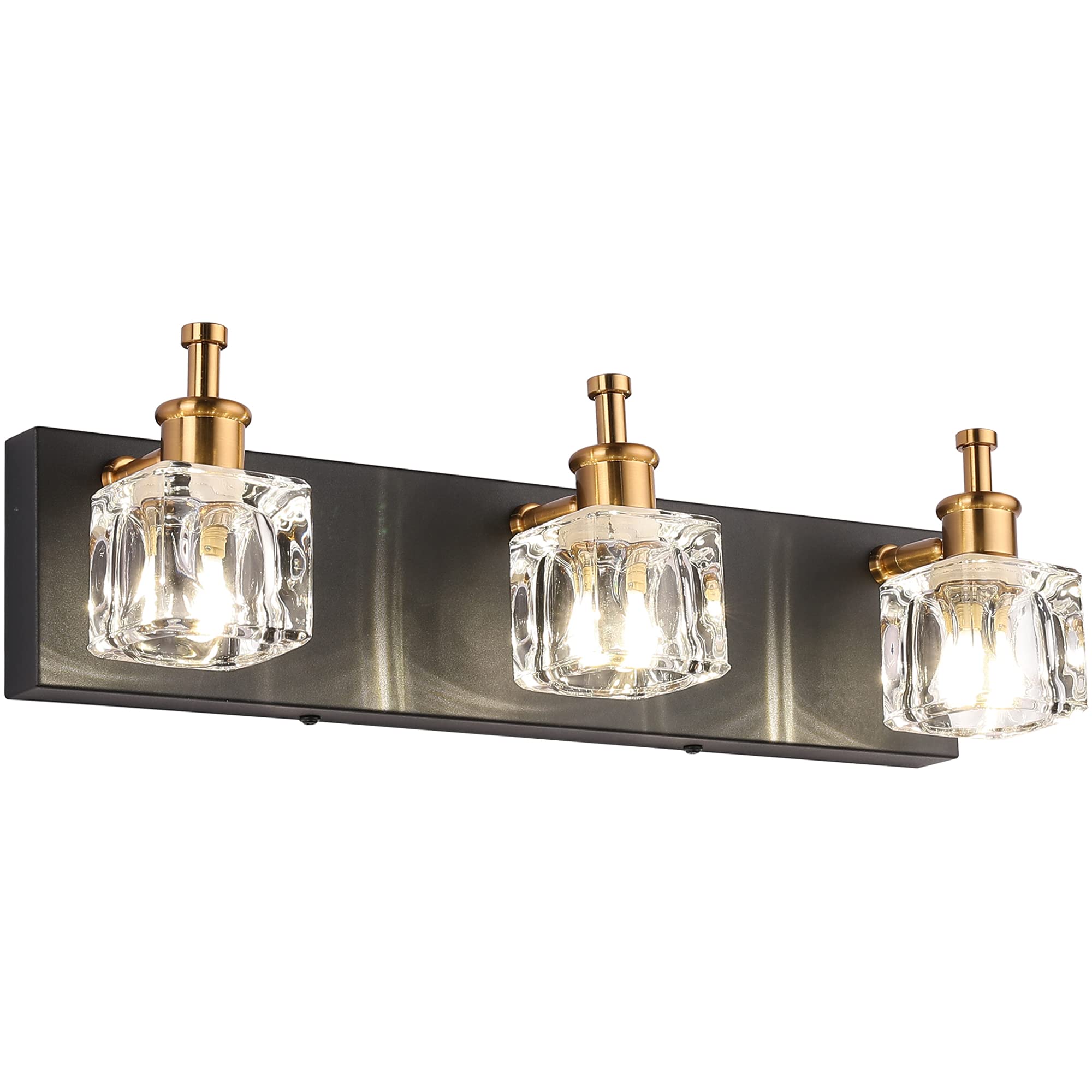 PRESDE Modern Black Bathroom Vanity Light Fixture, 3-Light LED, Metal Matt Black, Model 7770-3T, Ideal for Over Mirror Lighting