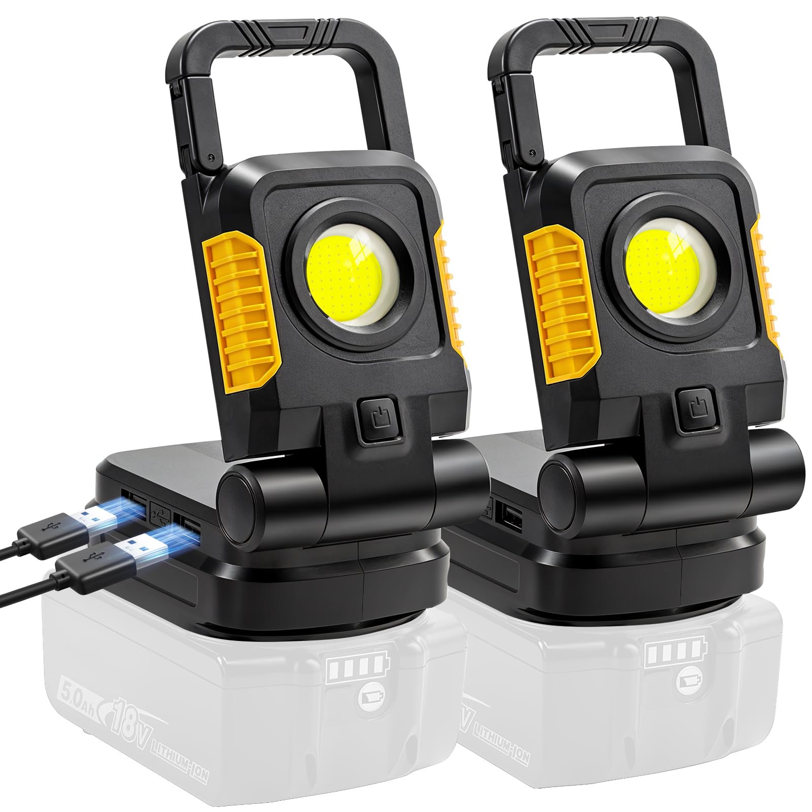 Tresda 18V/20V Cordless Work Light, 2Pack 25W Portable Flood Light Compatible with Makita 20V Max Battery, Bright COB LED Work L