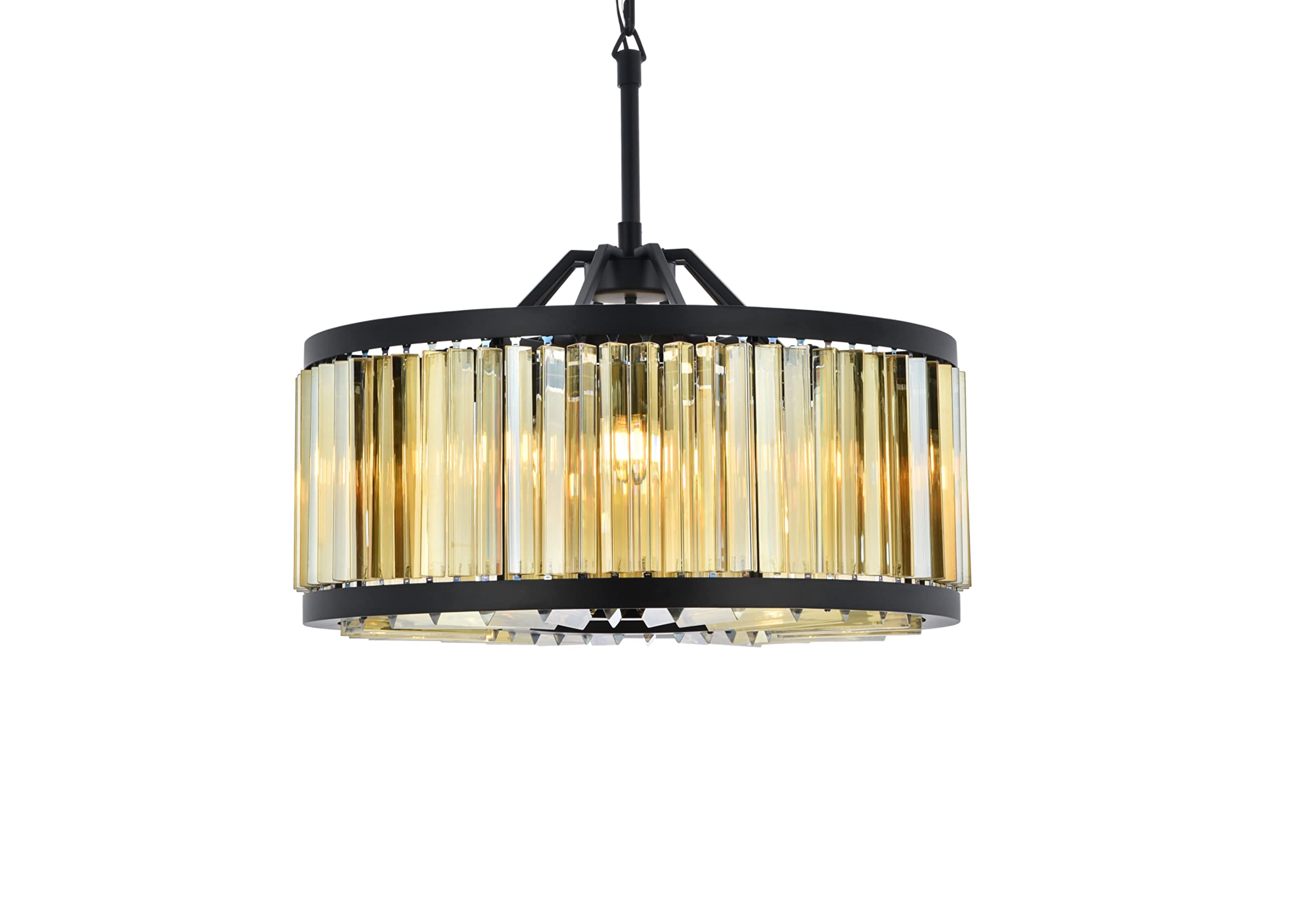 Elegant Lighting Chelsea Collection 8-Light Pendant Lamp with Royal Cut Golden Teak Crystals, Mocha Brown Finish