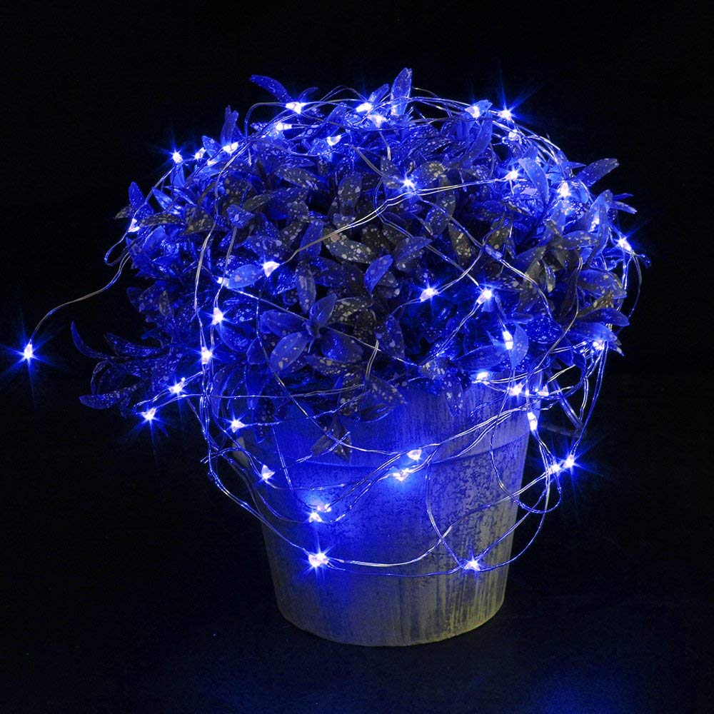 CYLAPEX Blue Fairy Lights String - 12 Pack Battery Operated, 3.3ft Copper Wire, Starry Design for Christmas, Wedding, Party, Halloween