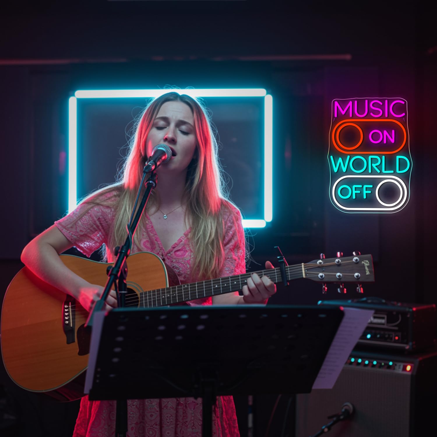 Horseneon Music World Neon Sign Led Neon Lights For Wall Decor Neon Sign Light Up Sign For Music Studio  Bar  Club  Party  Or Home Decor Gift For Sing Lovers