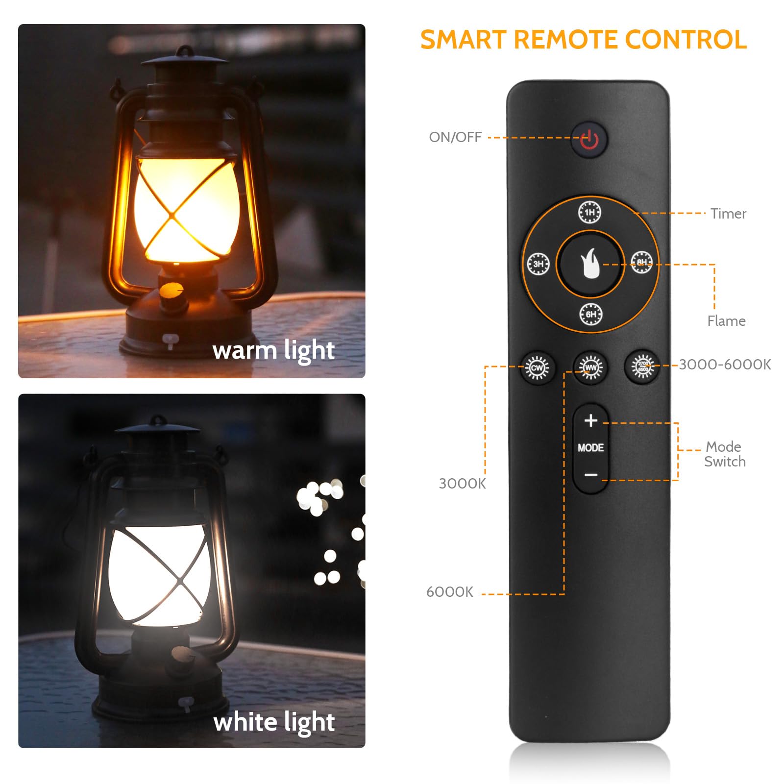 2 Pack Vintage Lantern Flickering Flame Rechargeable Led Retro Camping Lights 4 Modes Remote Control Battery Powered Outdoor Lam