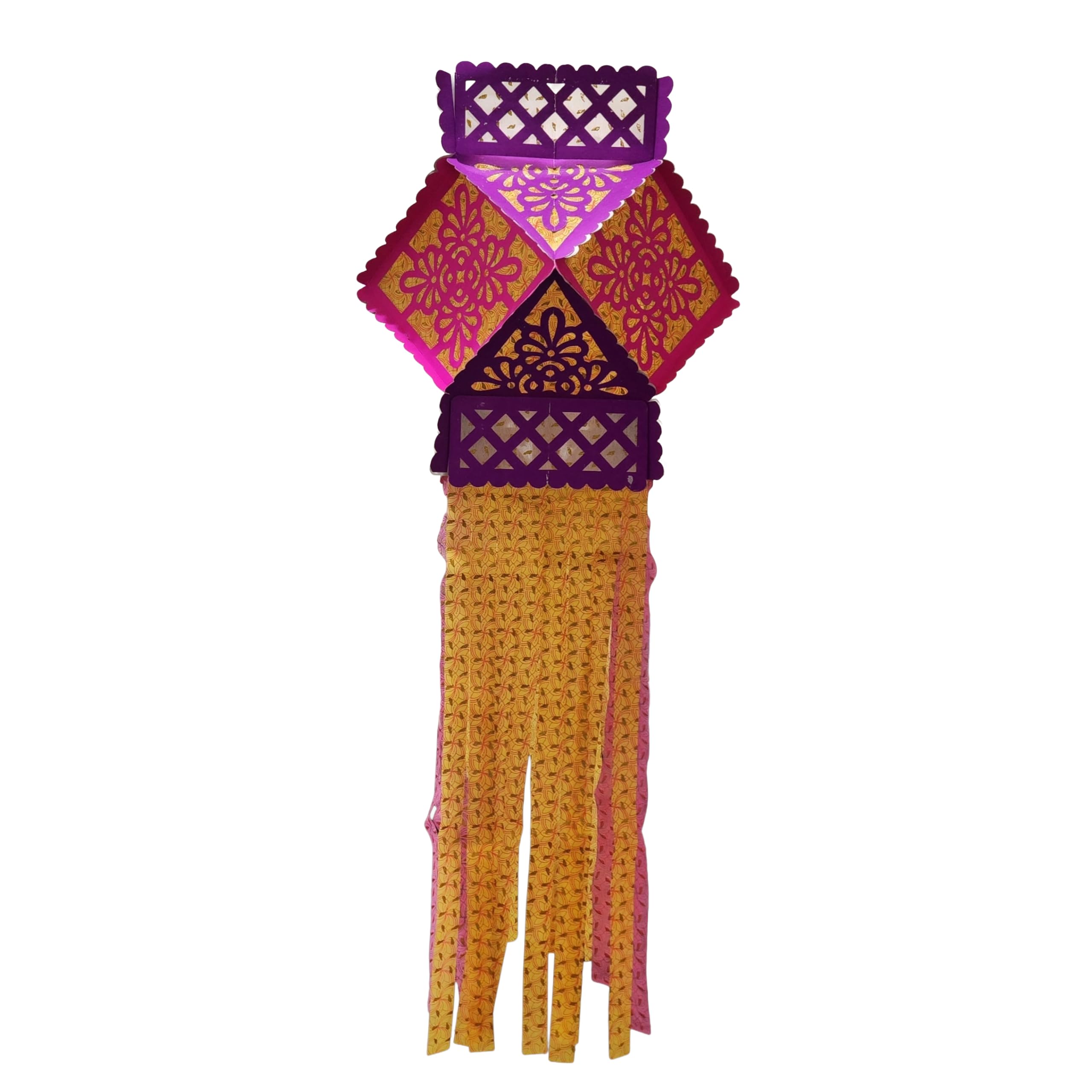 Large Eco-Friendly Diwali Paper Lantern Foldable Reusable Holiday Party Decor (Octagonal, Multicolor)