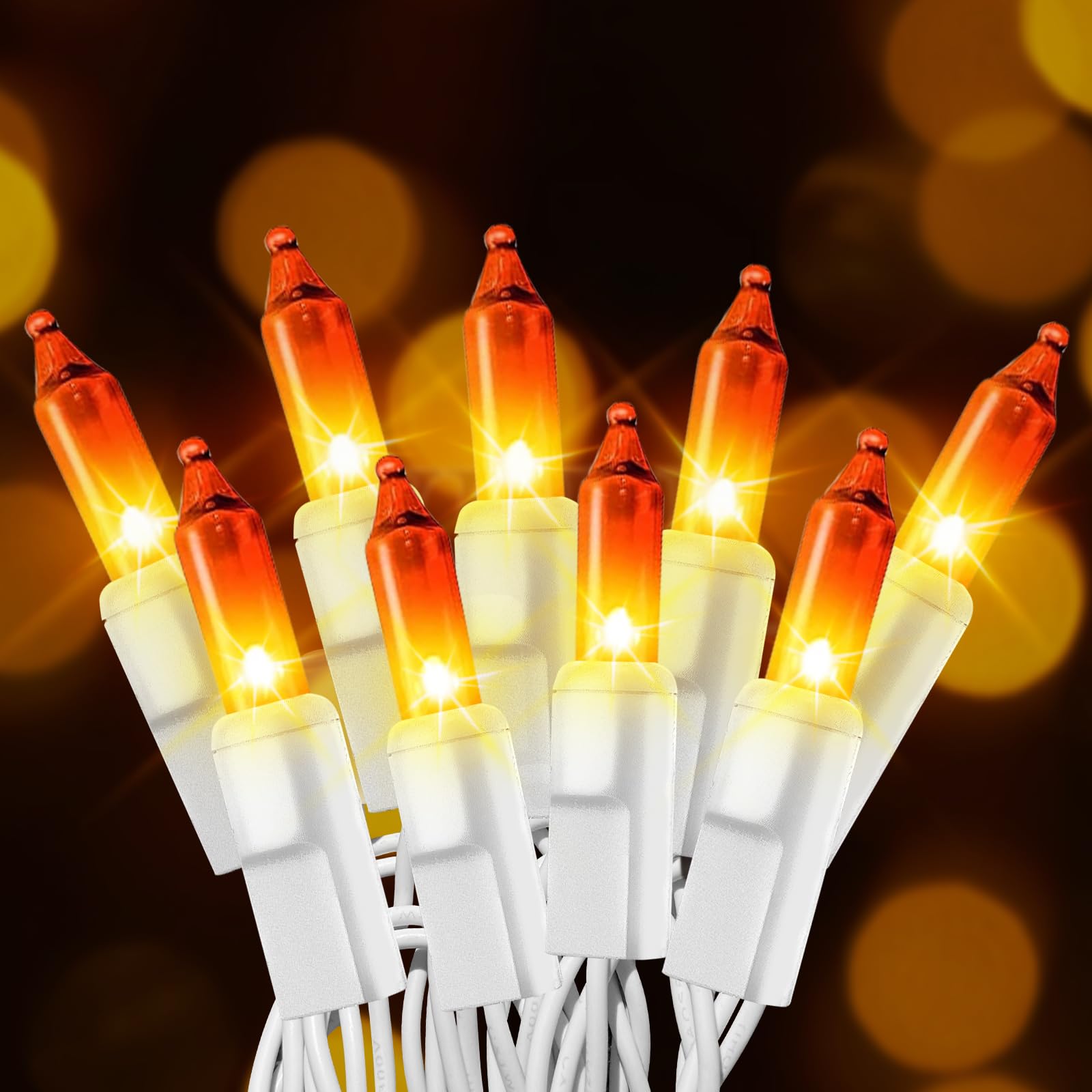 CXLHO Christmas Mini String Lights Orange, 25FT 100 Count Incandescent Connectable Halloween Lights, UL Listed Waterproof Christ