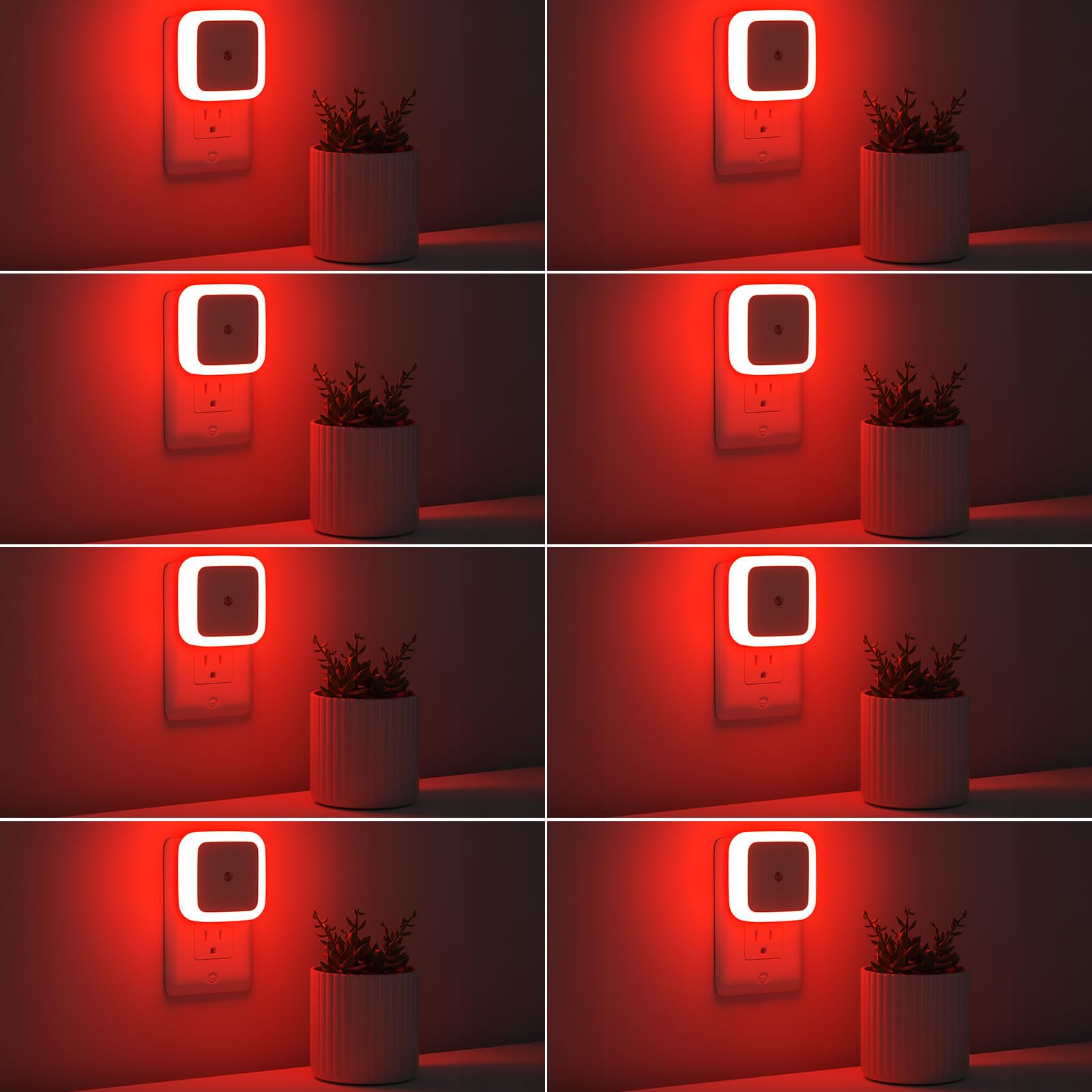 Sujeet Night Light 8-Pack Plug-in LED Dusk to Dawn Red Plastic NO.603
