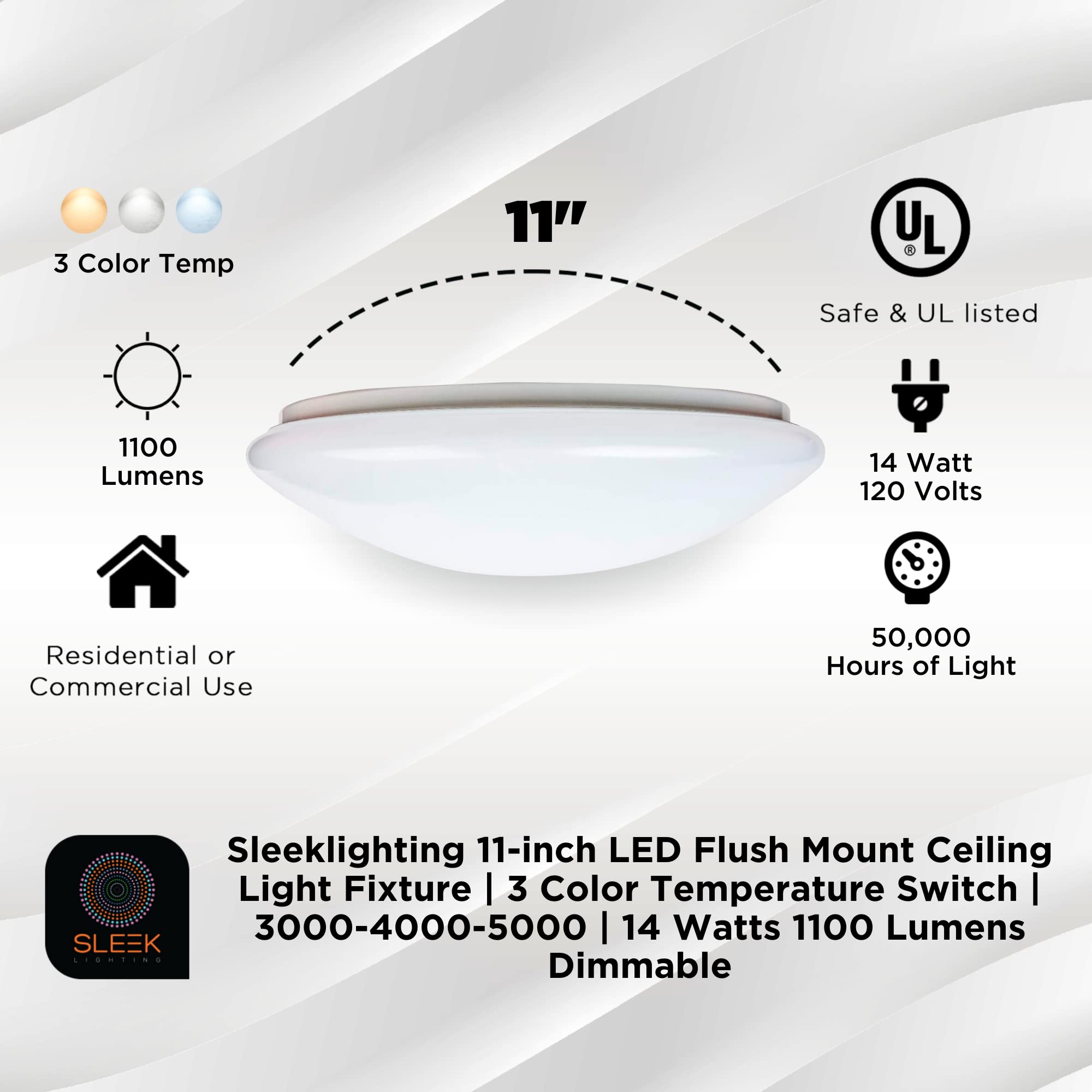 SLEEKLIGHTING Mushroom Flush Mount Light Fixture, 11 Inch, Plastic, Mushroom Flush Color, Model: Mushroom Flush
