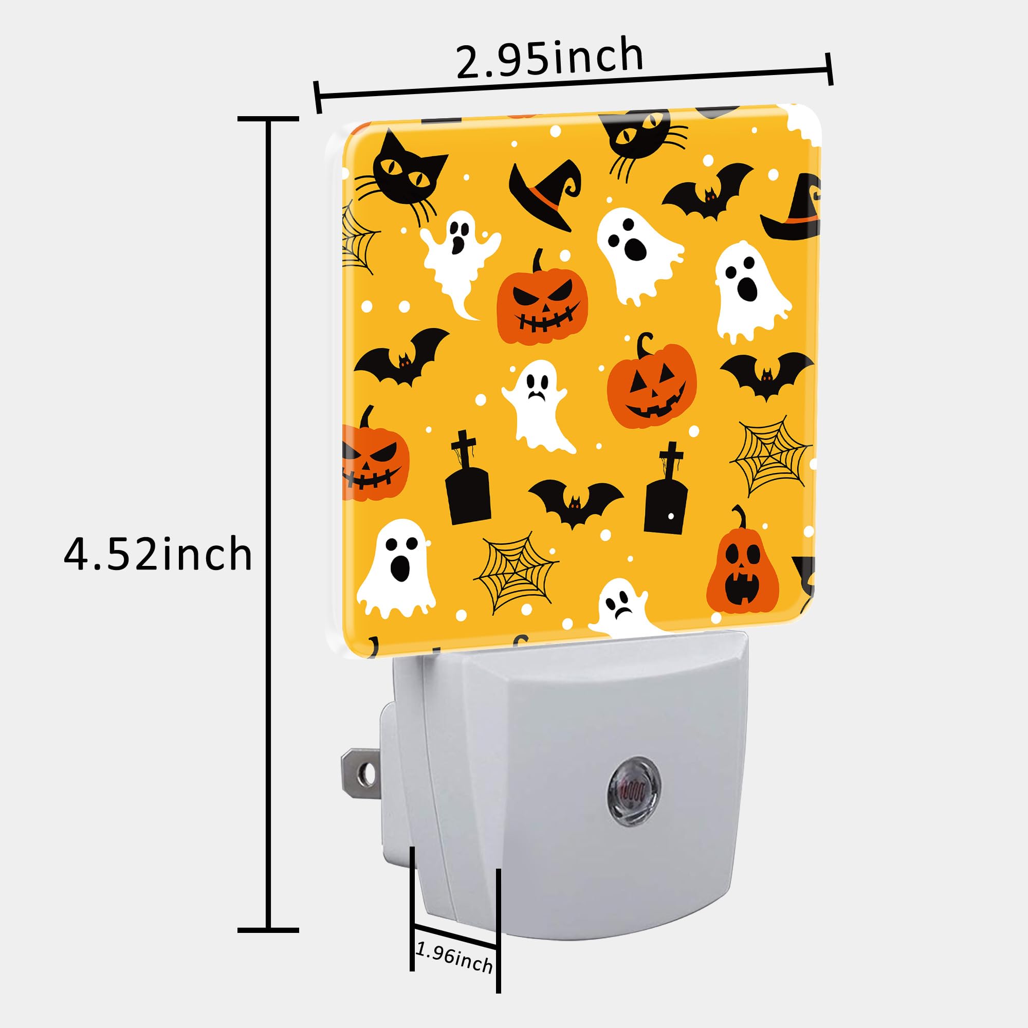 Uiaoiais Halloween Pumpkin Bat Black Cat And Ghost Night Light For Kids, Led Night Light Plug Into Wall With Dusk To Dawn Sensor