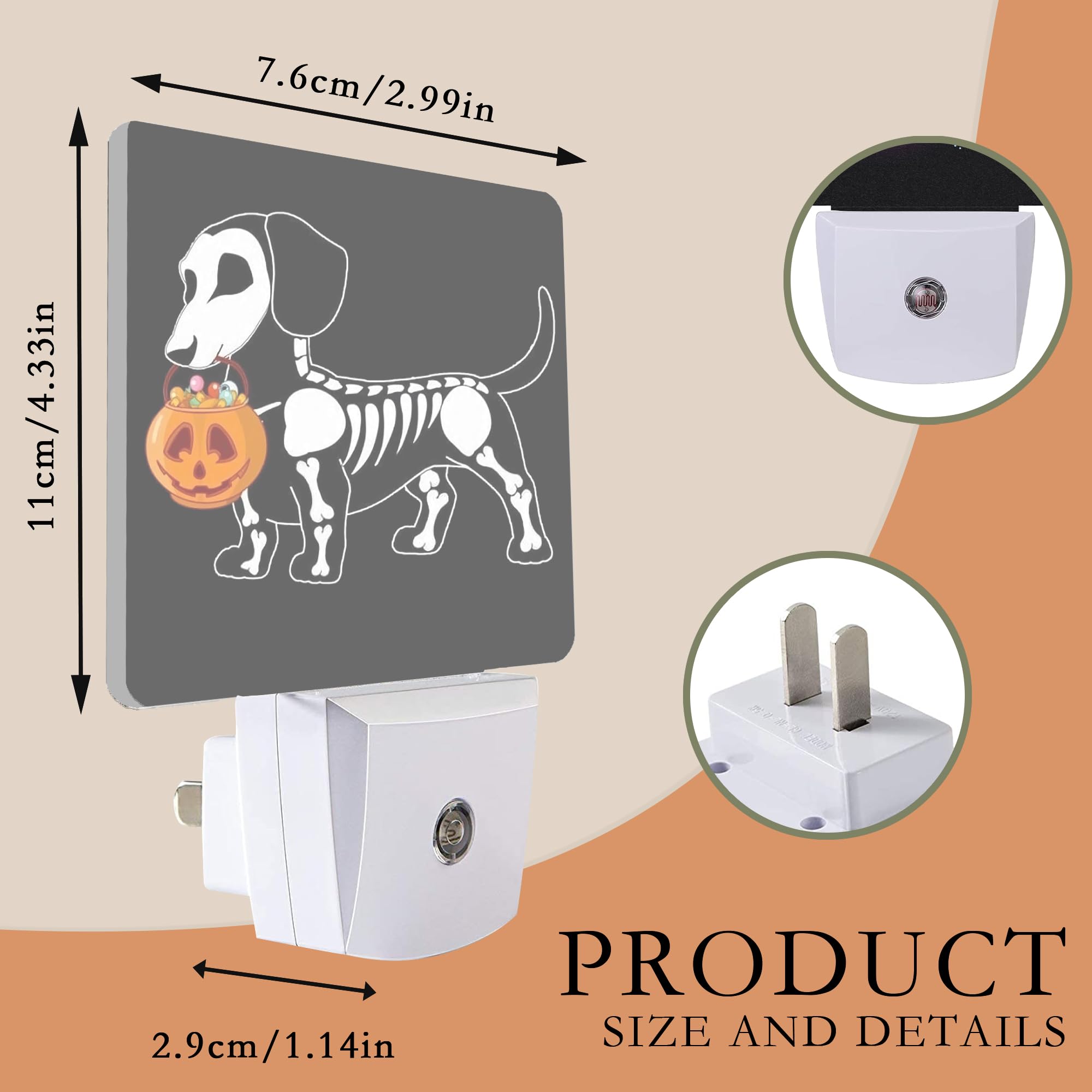 Aowula Night Light,Halloween Dachshund Dog Night Lights Plug Into Wall For Boys Girls Bedroom Decorative Half Round Nightlight Led Lamp 0.5W Sleep Friendly