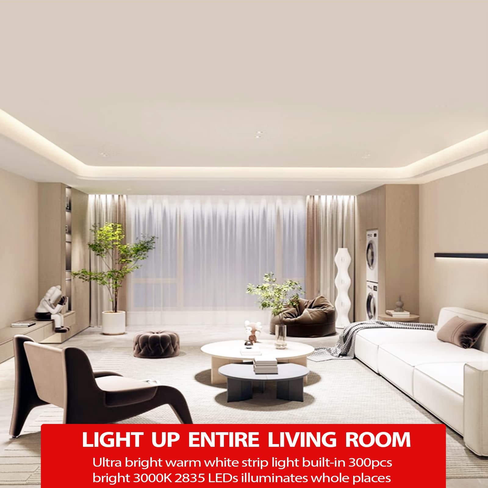 My Beauty Light Led Strip Lights Warm White, 16.4Ft Dimmable Led Light Strip,12V Flexible Led Rope Lights Kits For Kitchen Cabin